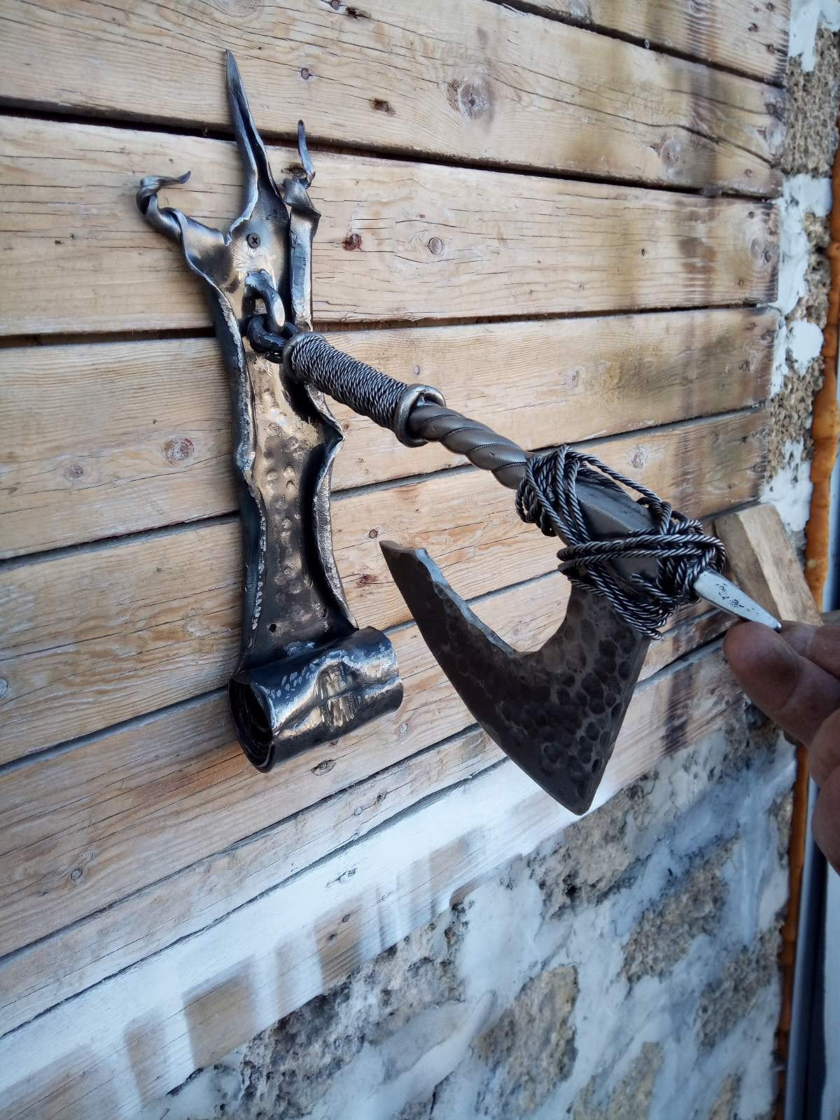 Door knocker, door pull, hinges, hardware, Christmas, birthday, axe, antique, vintage, midcentury, medieval, castle, man cave, iron gift