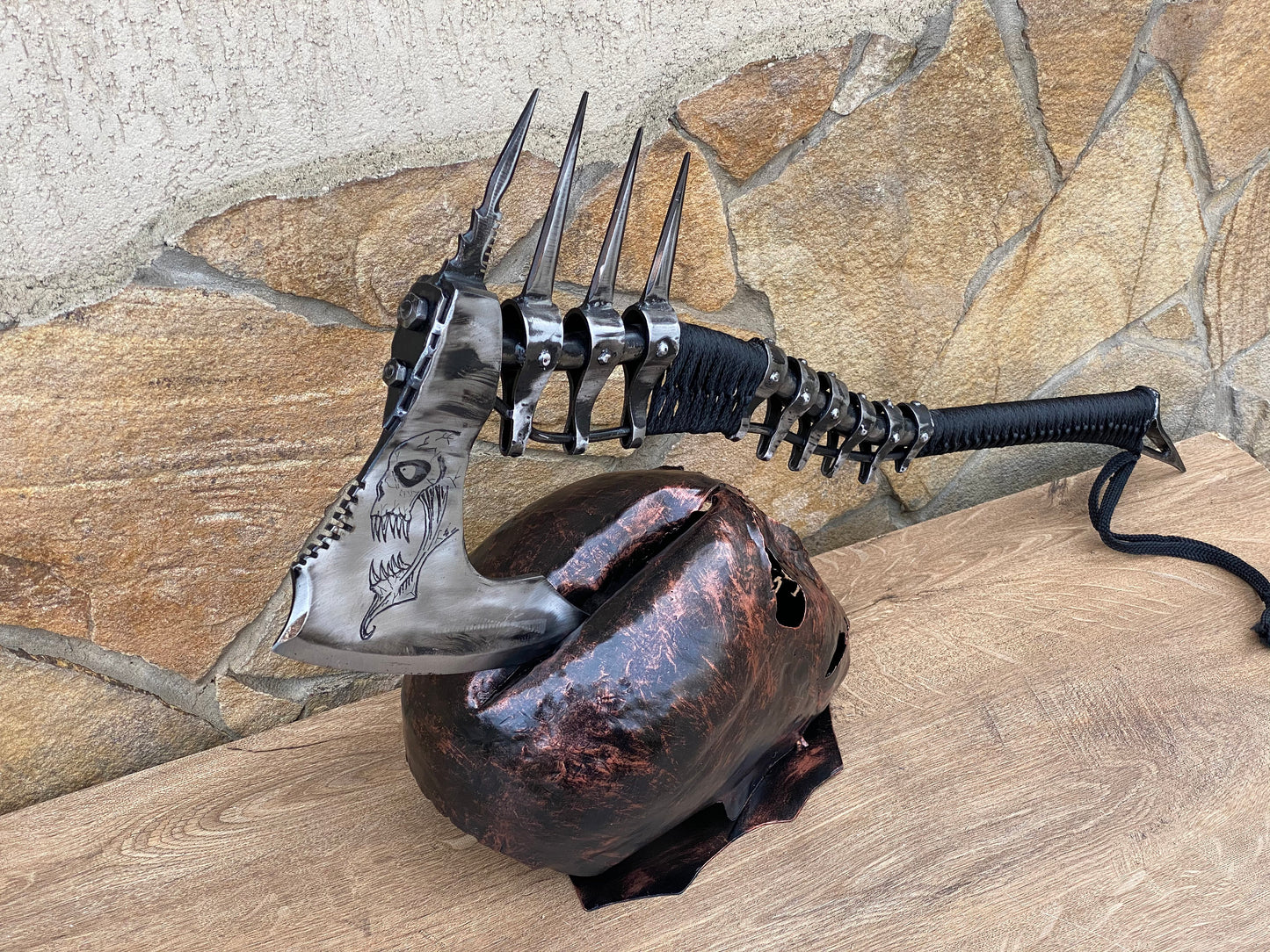 Axe, axe holder, iron gift, steel gift, skull, viking, mens gifts, medieval, anniversary gift,Halloween,viking gift,Christmas,boyfriend gift