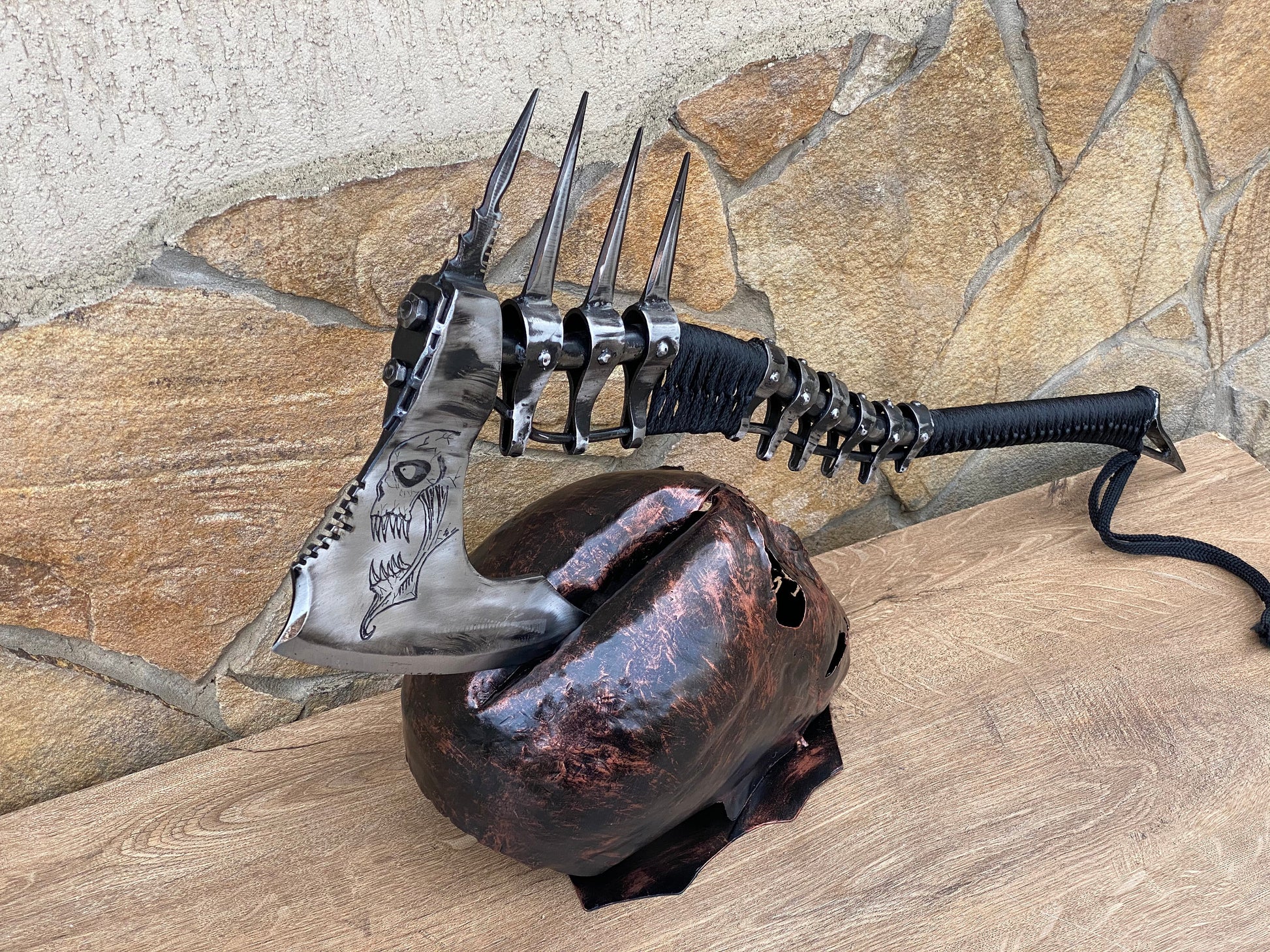 Axe, axe holder, iron gift, steel gift, skull, viking, mens gifts, medieval, anniversary gift,Halloween,viking gift,Christmas,boyfriend gift