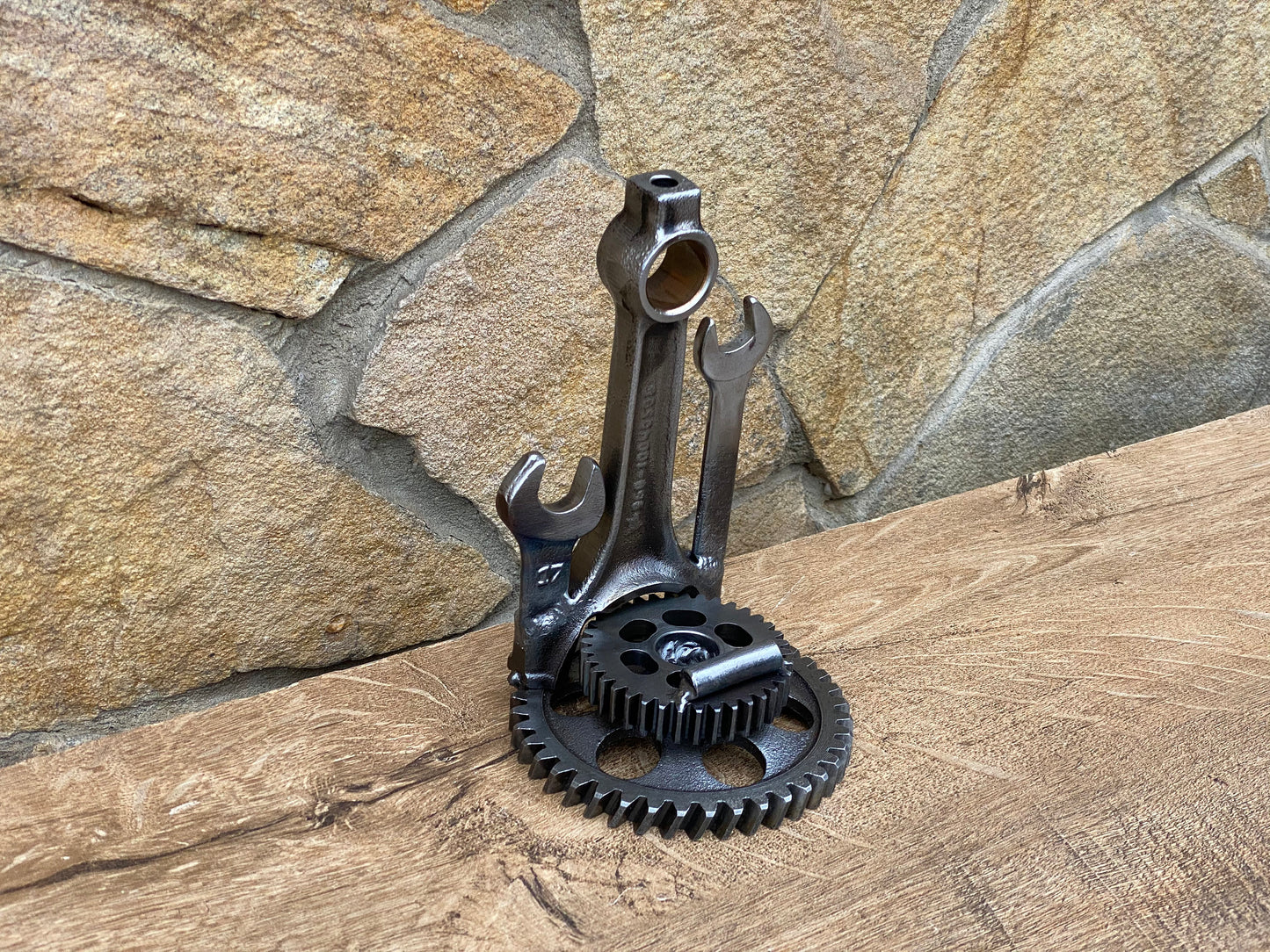 Business card holder, stand for mobile, smartphone holder, mobile phone holder, steampunk,industrial,iron gift,recycled,birthday,anniversary