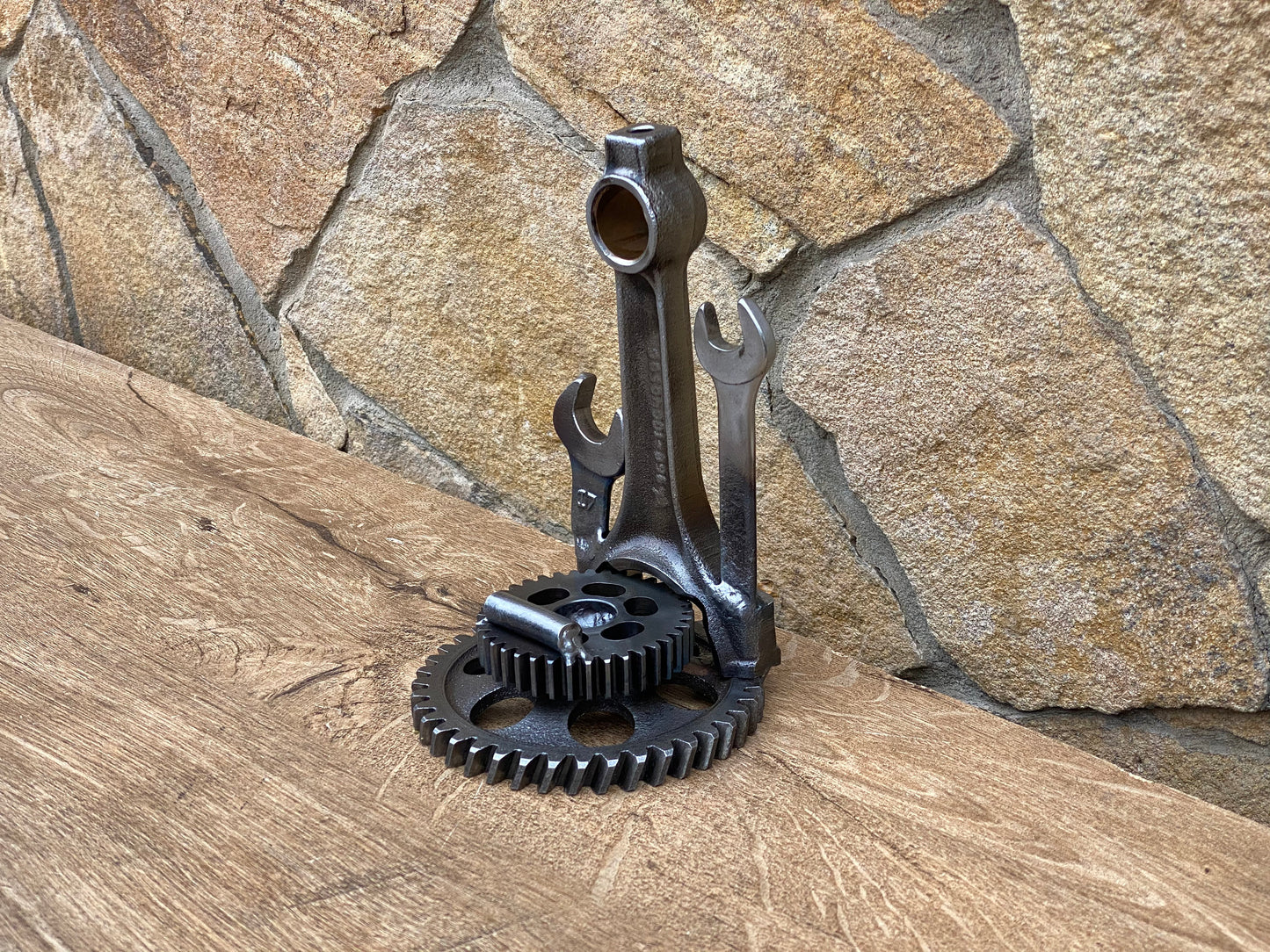 Business card holder, stand for mobile, smartphone holder, mobile phone holder, steampunk,industrial,iron gift,recycled,birthday,anniversary