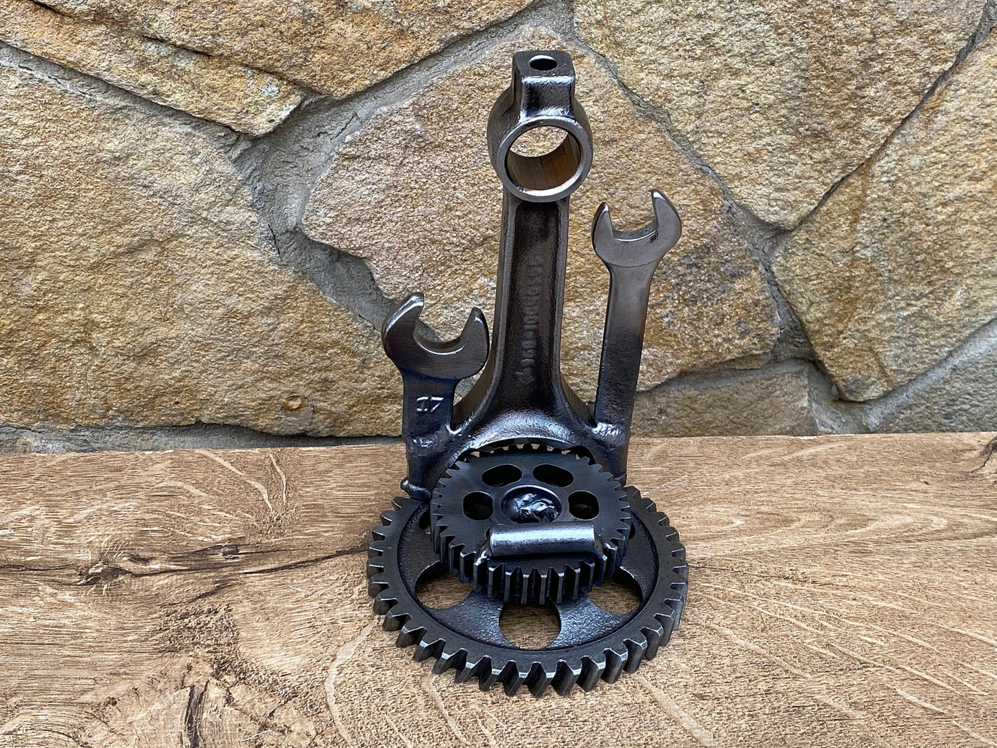 Business card holder, stand for mobile, smartphone holder, mobile phone holder, steampunk,industrial,iron gift,recycled,birthday,anniversary