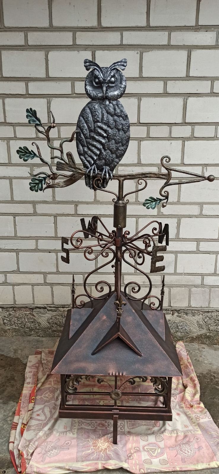 Weather vane, owl, oak decor, windvane, vane, wind vane, weathercock, roof mount, iron gift, Chrismas, birthday, wedding, new house