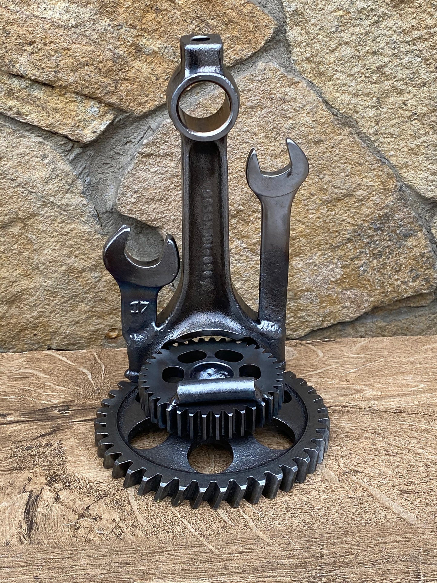 Business card holder, stand for mobile, smartphone holder, mobile phone holder, steampunk,industrial,iron gift,recycled,birthday,anniversary