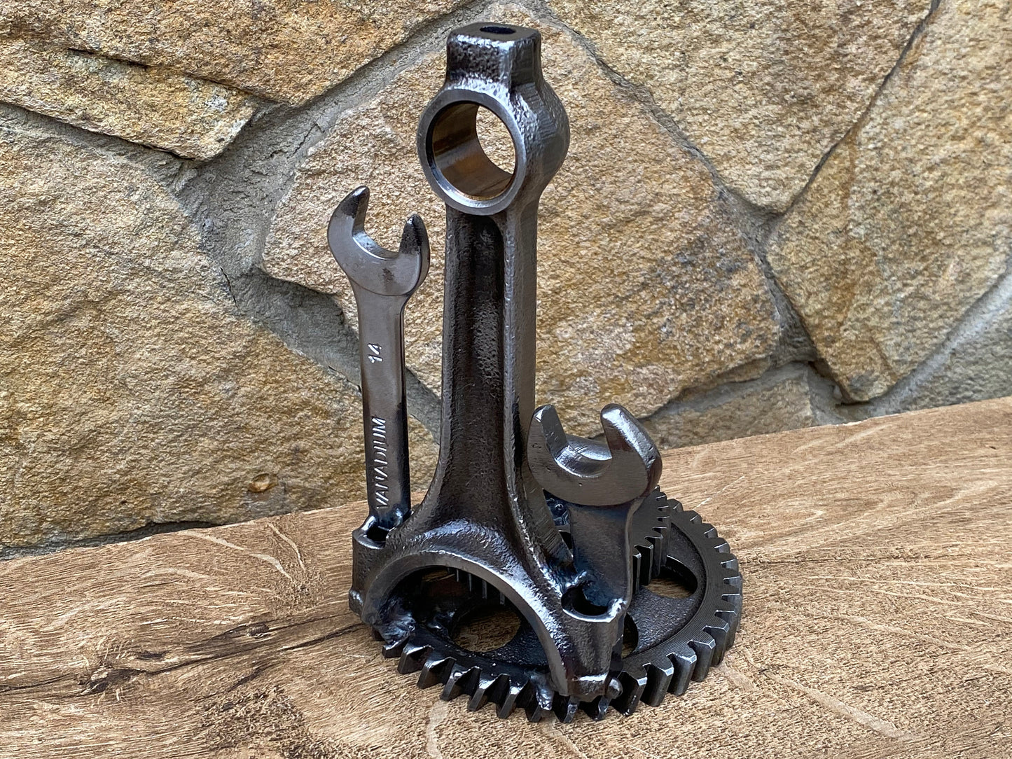 Business card holder, stand for mobile, smartphone holder, mobile phone holder, steampunk,industrial,iron gift,recycled,birthday,anniversary