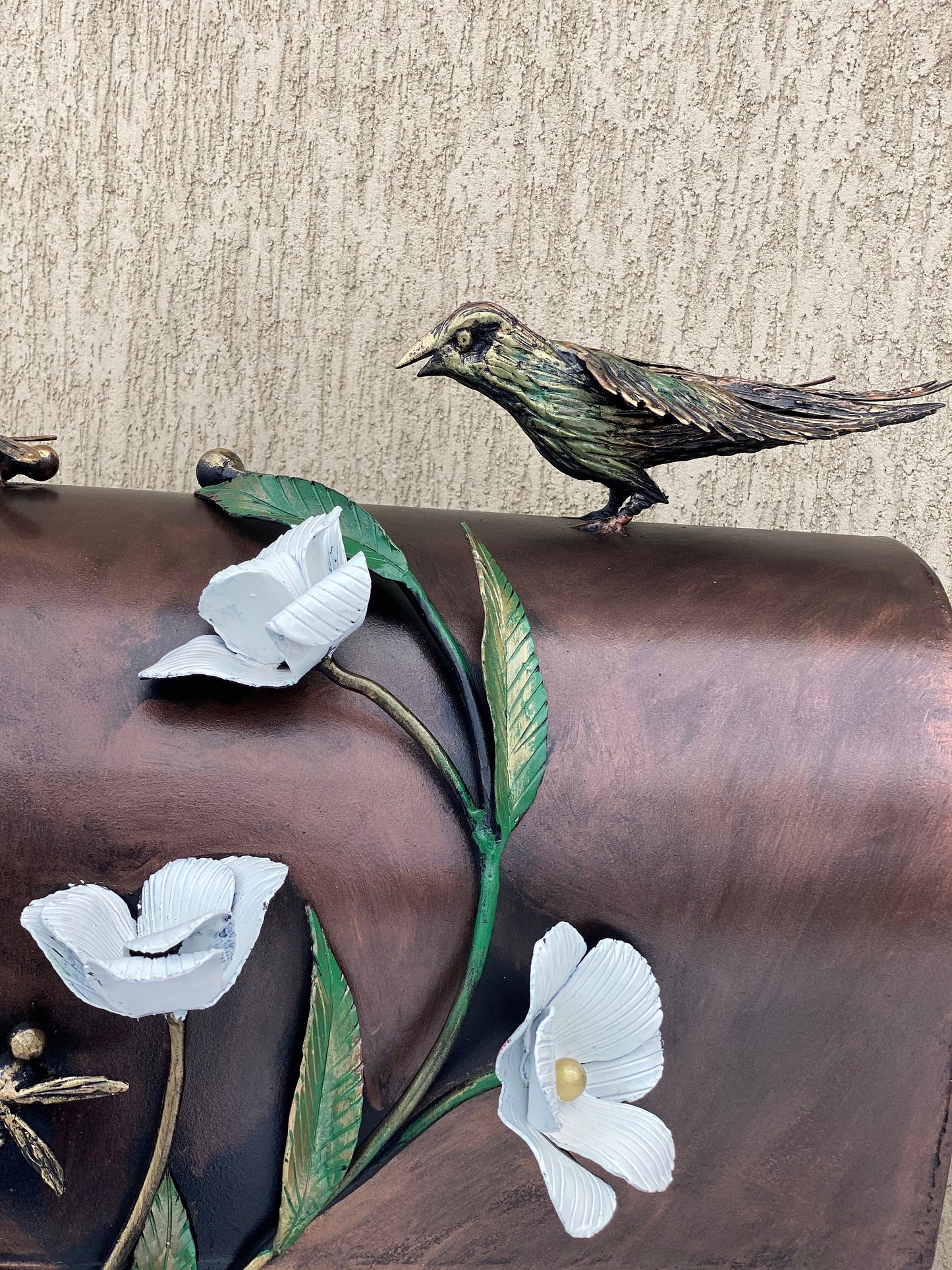 Mailbox, wild life, mail box, iron flower, forest, new house gift, engagement, Christmas, Mothers Day, steel gift, steel anniversary,grandma