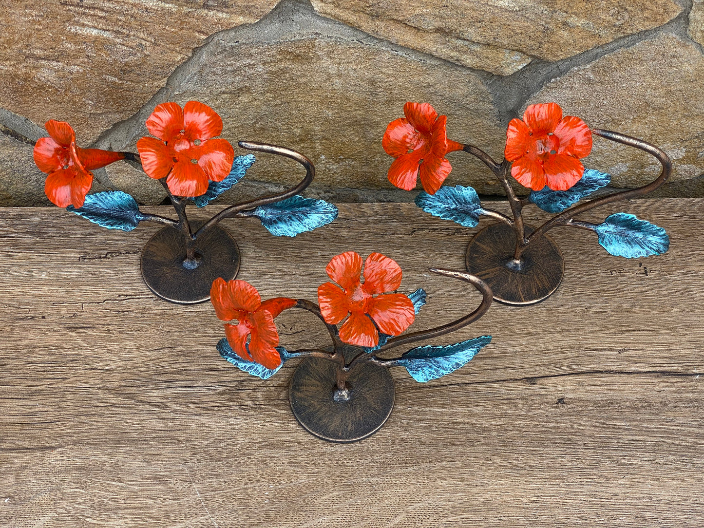 Trumpet vine flower, 6th anniversary gift, iron anniversary, hand forged flower, rose, iron rose, steel gift, steel rose, iron gift for her