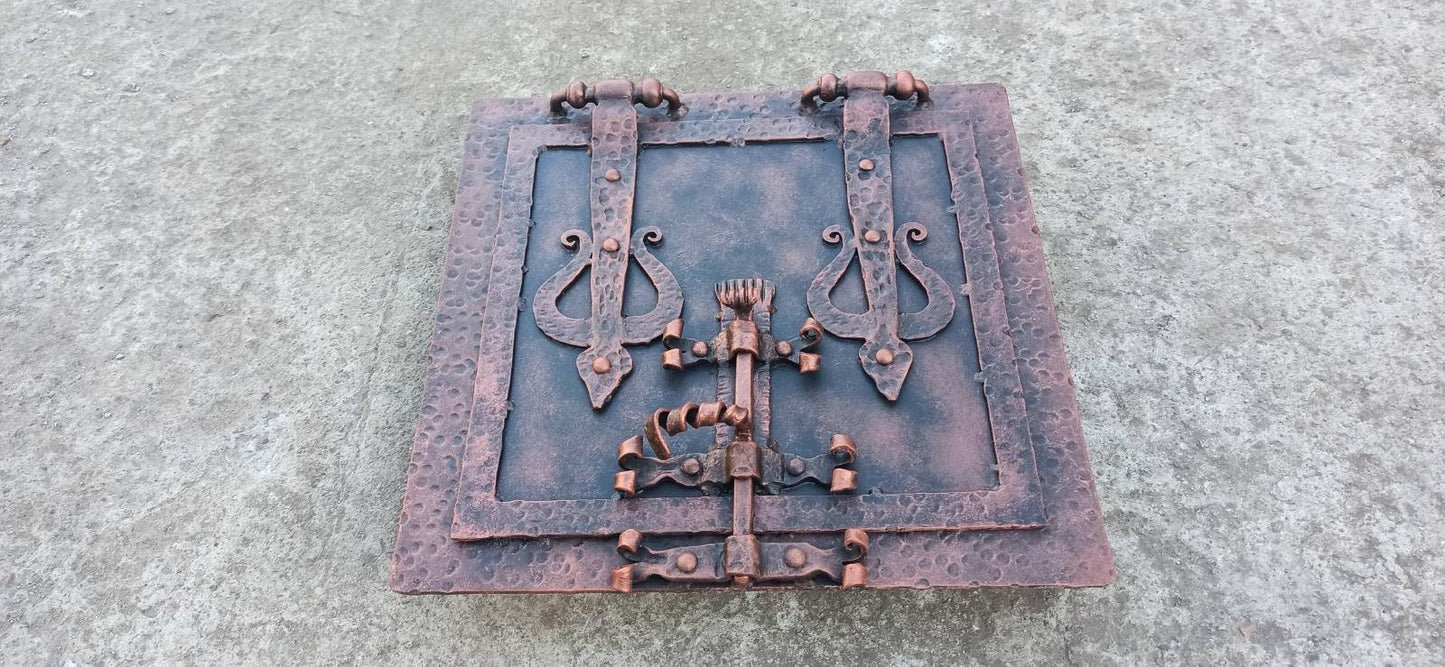 Oven door, furnace door, stove door, rustic oven door, furnace shuttle, chimney door, fireplace decor, iron gift,iron anniversary,fire poker