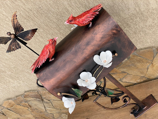 Mailbox, animal, mail box, hand forged flower, nest, gift for wife, bird lover gift, Christmas, 6th anniversary, gift for couple,anniversary
