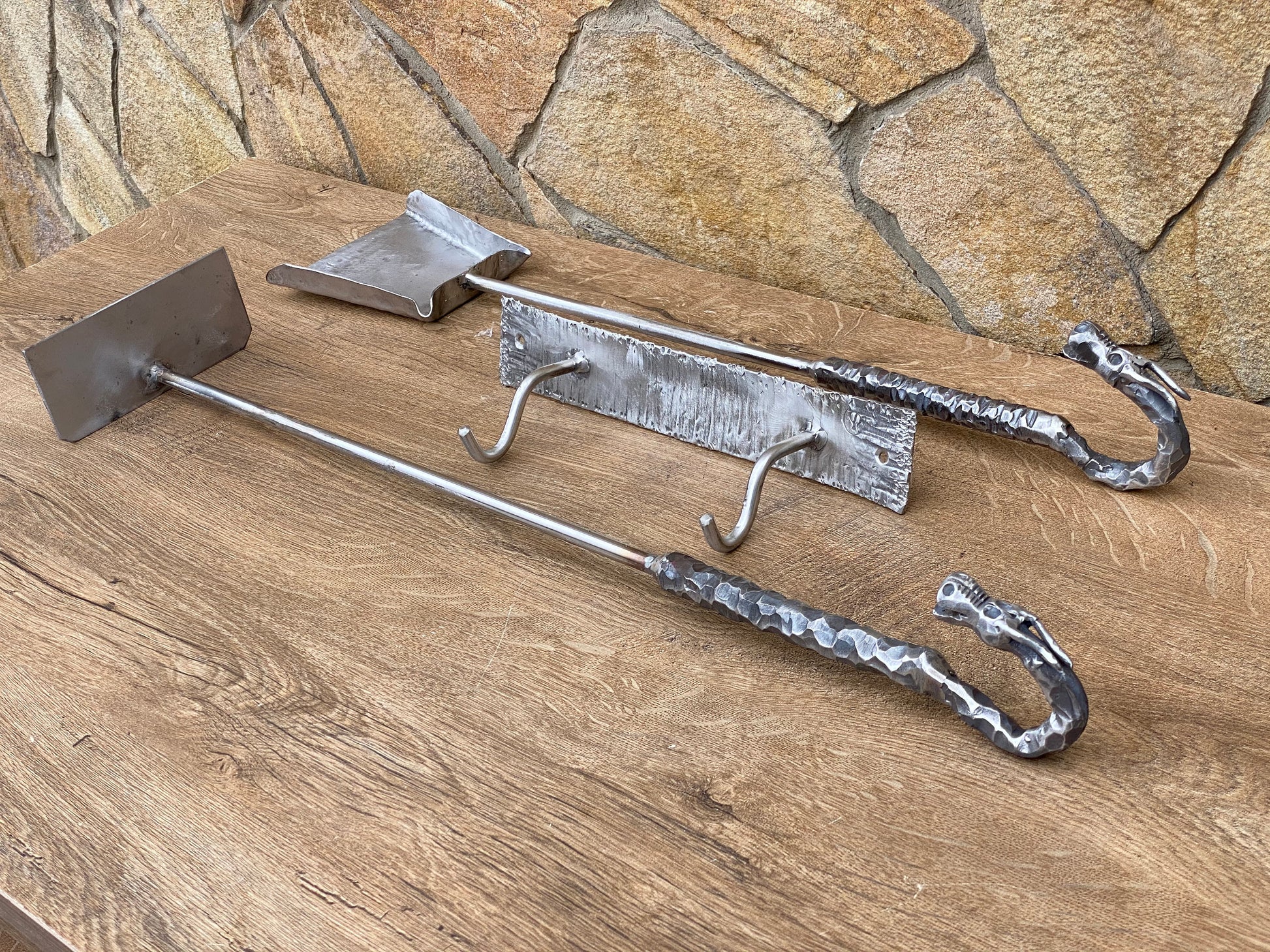 Ash remover, ash shovel, fire poker, shovel, hook, BBQ, firewood, dragon, fireplace tool, fire pit, gift for dad, steel gift, grill gift