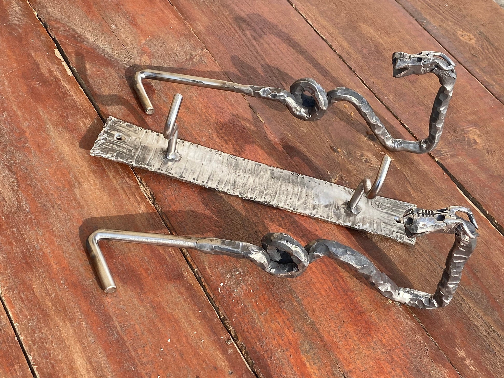 Hooks, pots, kitchen gift, BBQ, fire poker, dragon, fireplace tool, fire pit, gift for dad, steel gift, grill, steel anniversary, birthday