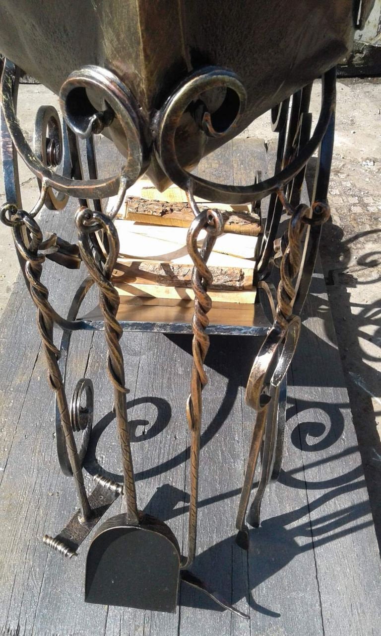 Brazier, viking theme, grill, fire pit, BBQ, skewers,iron gift, drakkar, viking, middle ages, medieval, Christmas, shield, dragon, axe, mace