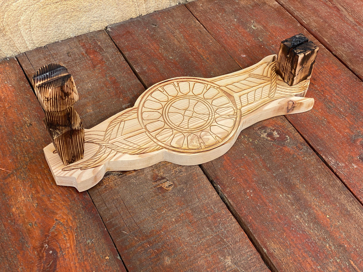 Axe holder, Kratos shield, Kratos, shield, axe display, anniversary, wooden gift, wooden anniversary, 5th anniversary, axe, mens gift