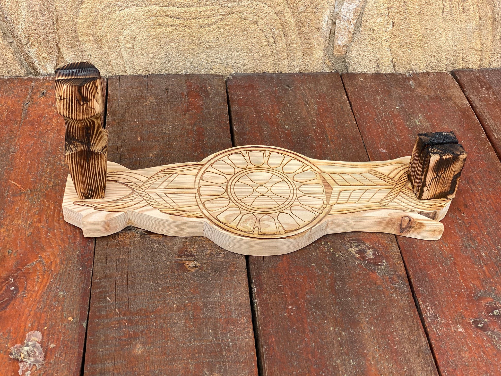 Axe holder, Kratos shield, Kratos, shield, axe display, anniversary, wooden gift, wooden anniversary, 5th anniversary, axe, mens gift