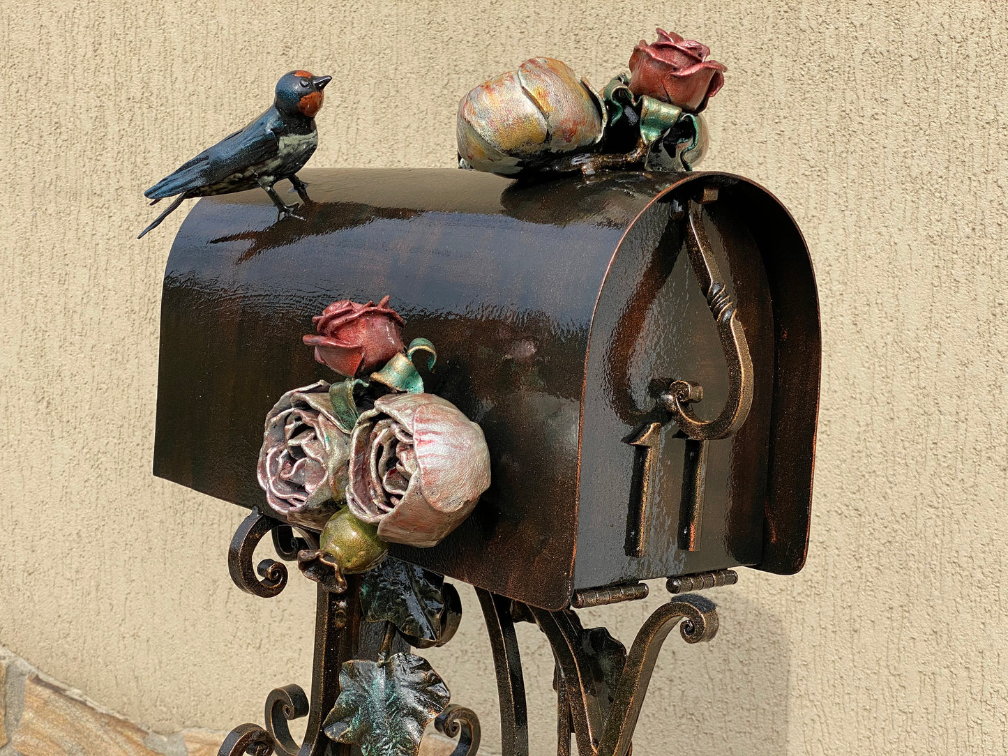 Mail box, mailbox, Christmas, birthday, garden, yard, mother, gift for wife, anniversary, rose, iron gift, Mothers Day, retirement, flower