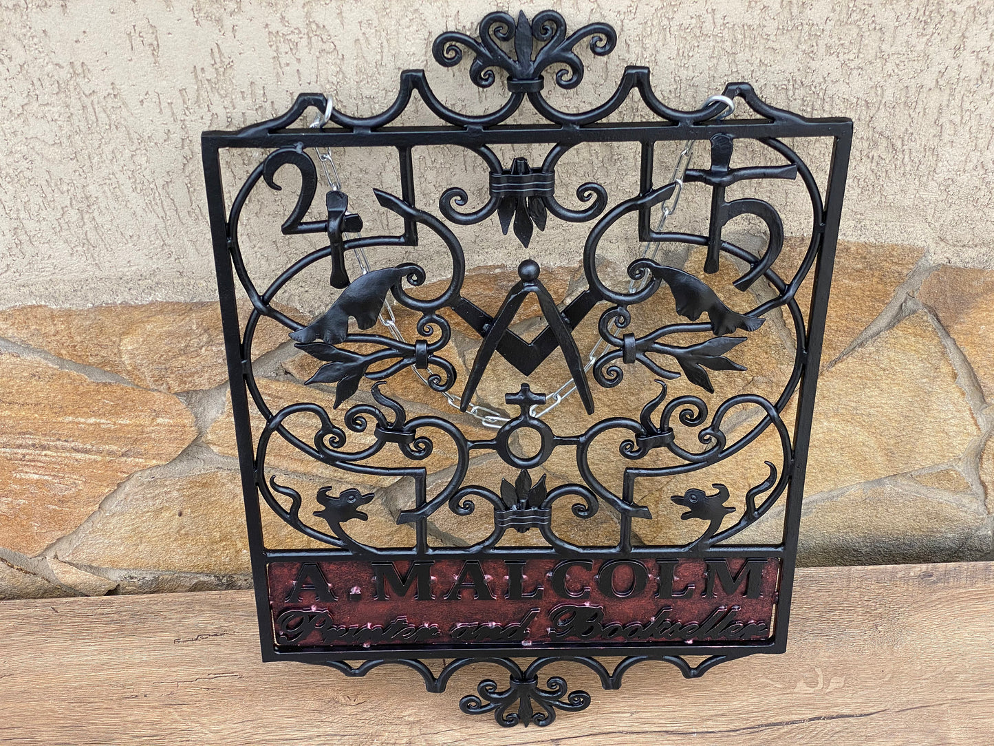 Vintage plaque, vintage, hand forged plaque, address sign, restaurant, caffe, personalized plaque, initials, family sign, personalized sign