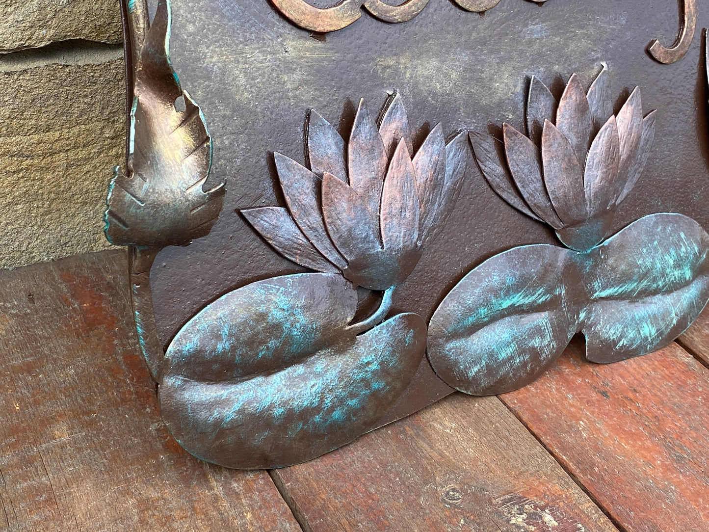 Cottage plaque, waterlily, botanic, plaque, address sign, personalized plaque, family sign, botanical,lake decor,river decor,farmhouse,lotus