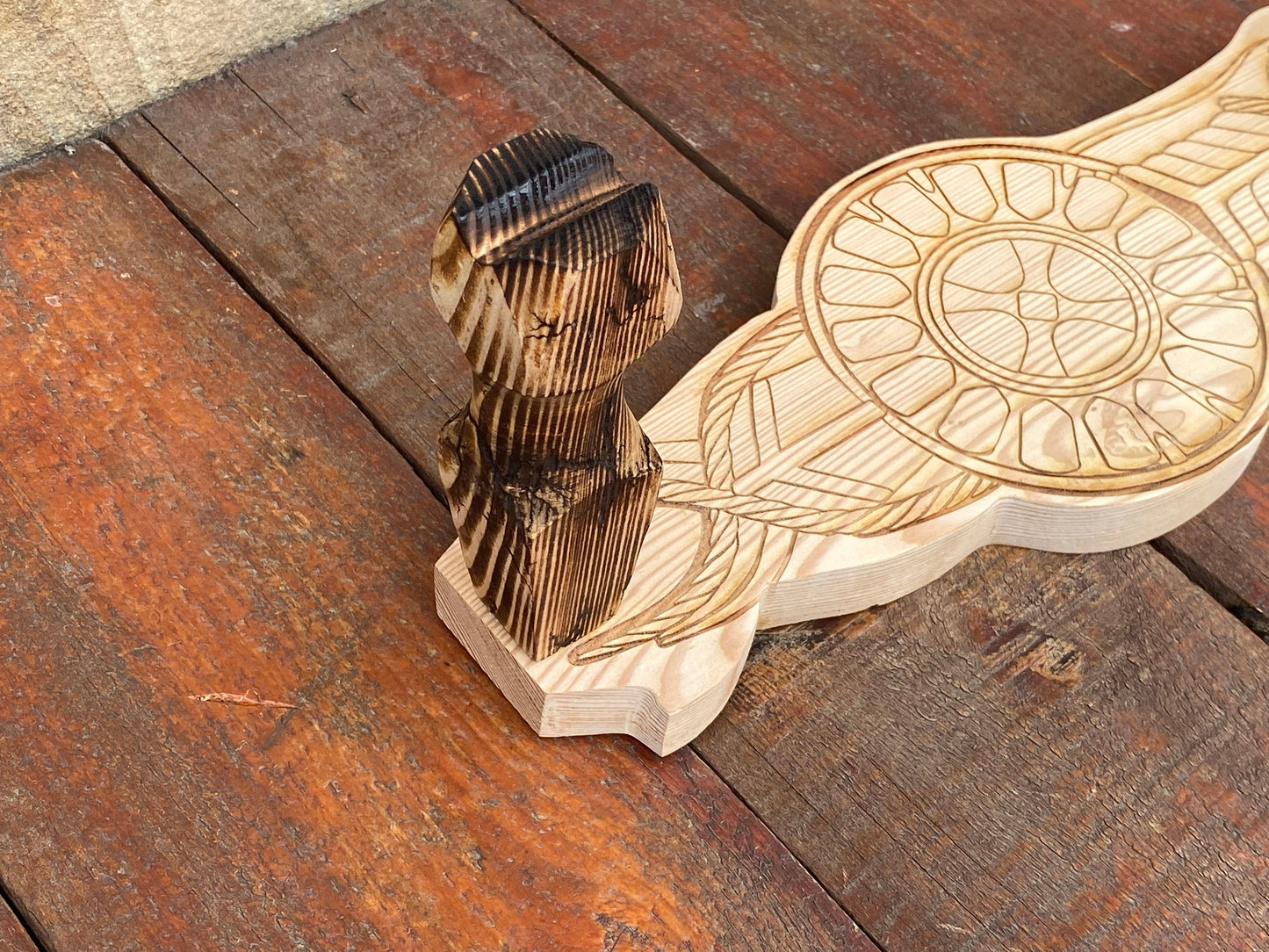 Axe holder, Kratos shield, Kratos, shield, axe display, anniversary, wooden gift, wooden anniversary, 5th anniversary, axe, mens gift