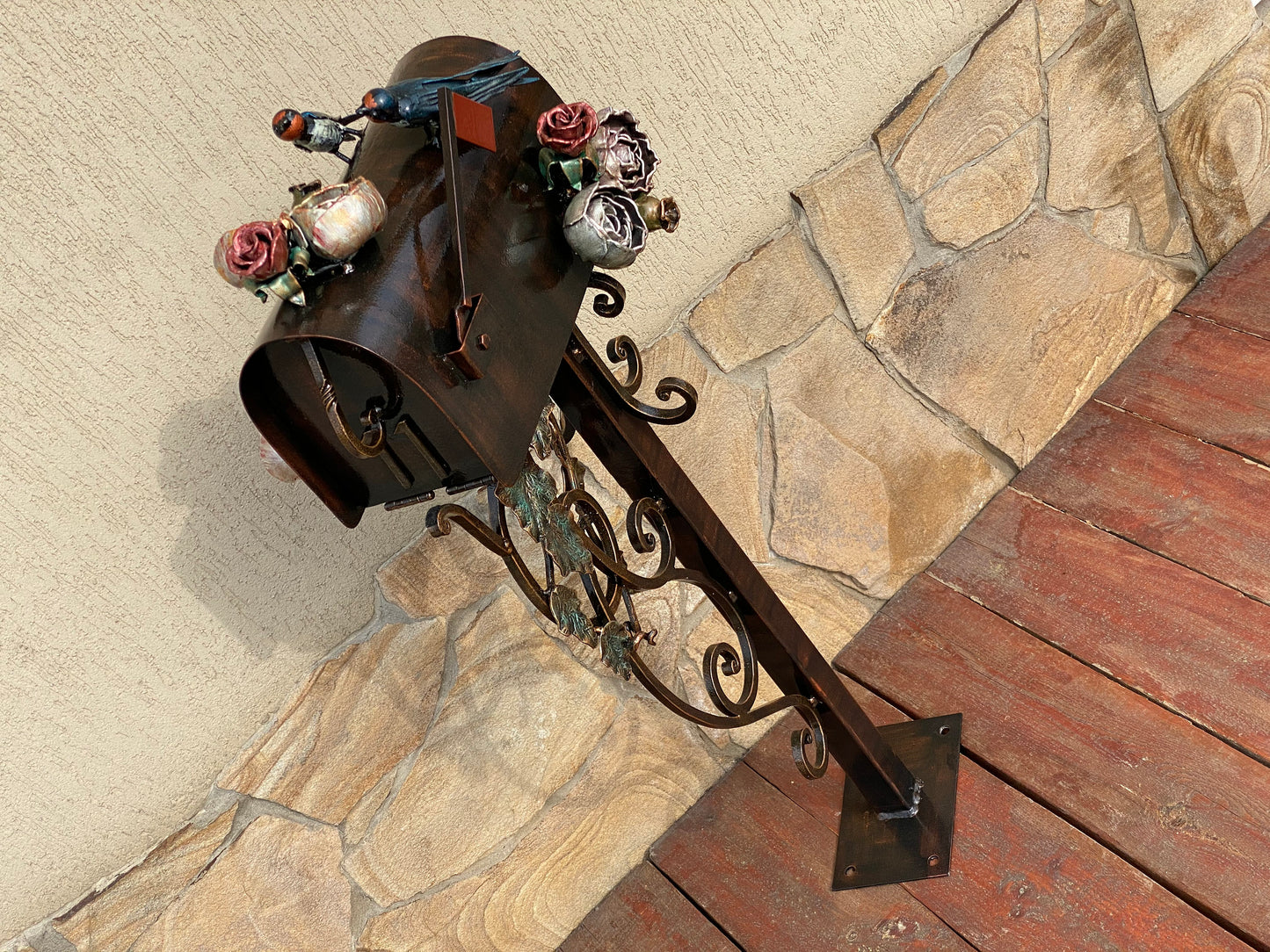 Mail box, mailbox, Christmas, birthday, garden, yard, mother, gift for wife, anniversary, rose, iron gift, Mothers Day, retirement, flower