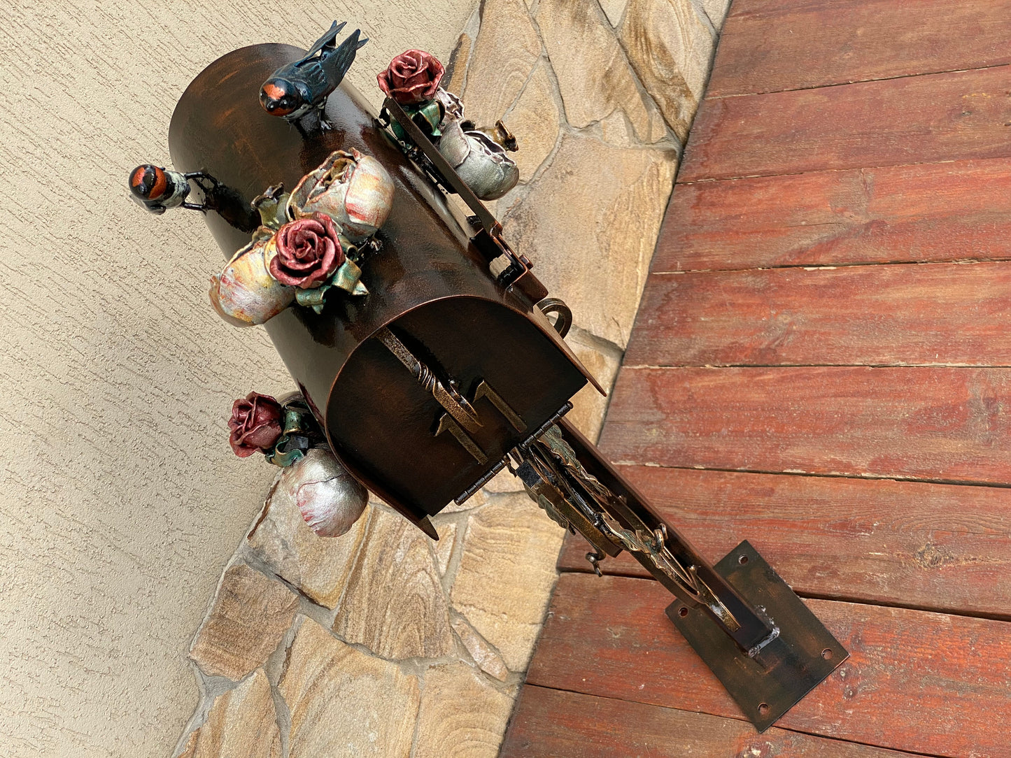 Mail box, mailbox, Christmas, birthday, garden, yard, mother, gift for wife, anniversary, rose, iron gift, Mothers Day, retirement, flower