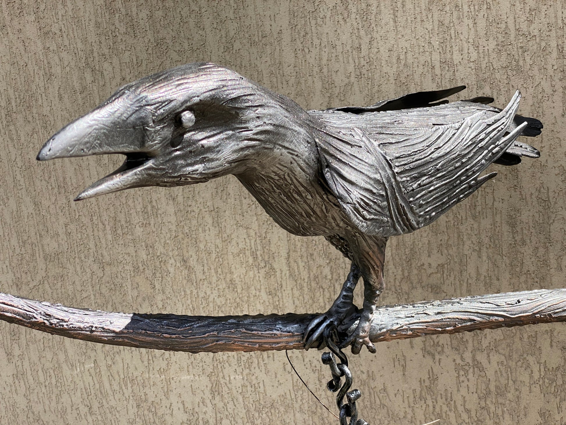 Wall sconce, crow, chain, hanging lamp, pendant light, ceiling light, forest, tree, raven, interior, crochet, birthday, Christmas, bird