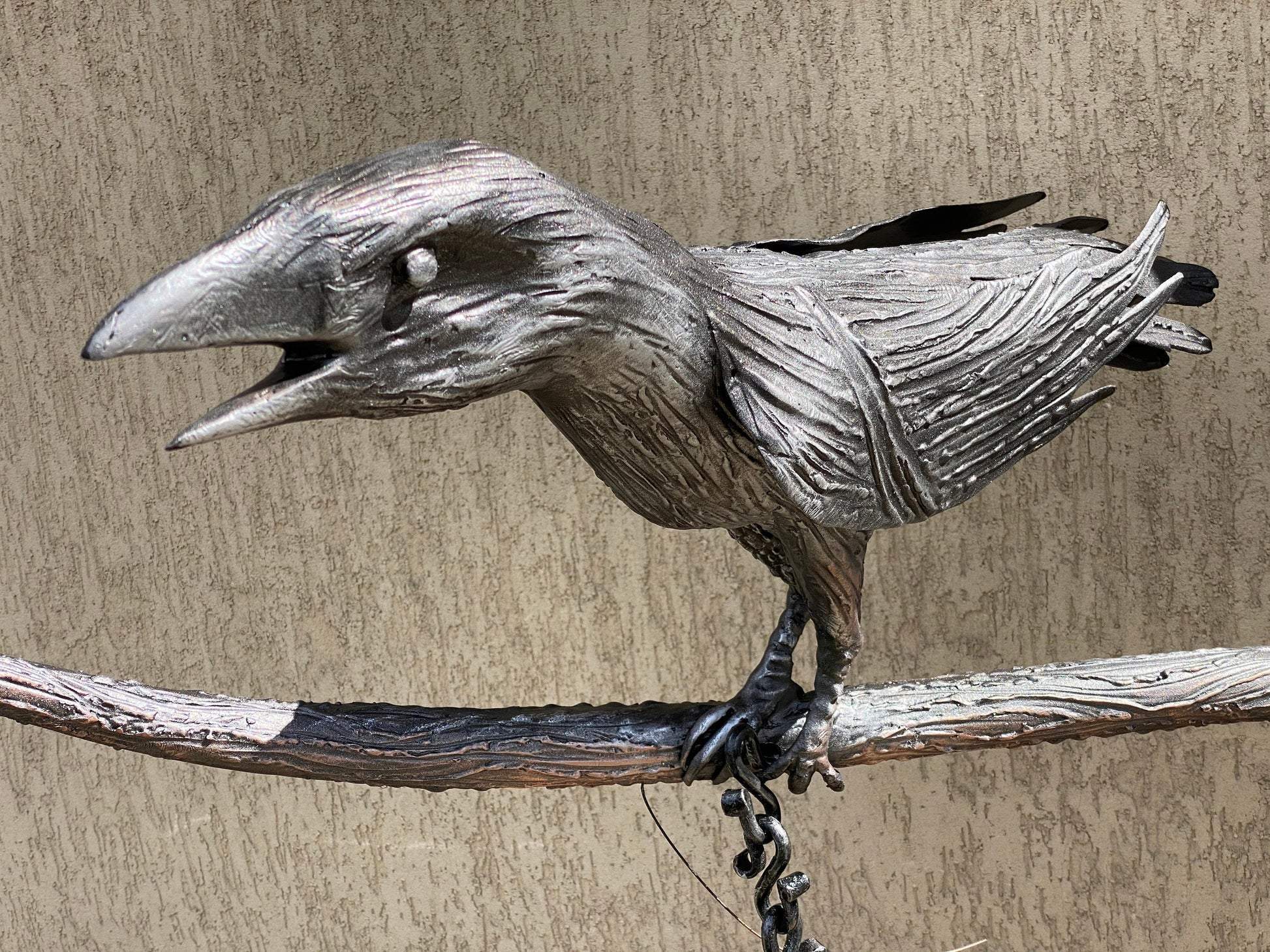 Wall sconce, crow, chain, hanging lamp, pendant light, ceiling light, forest, tree, raven, interior, crochet, birthday, Christmas, bird