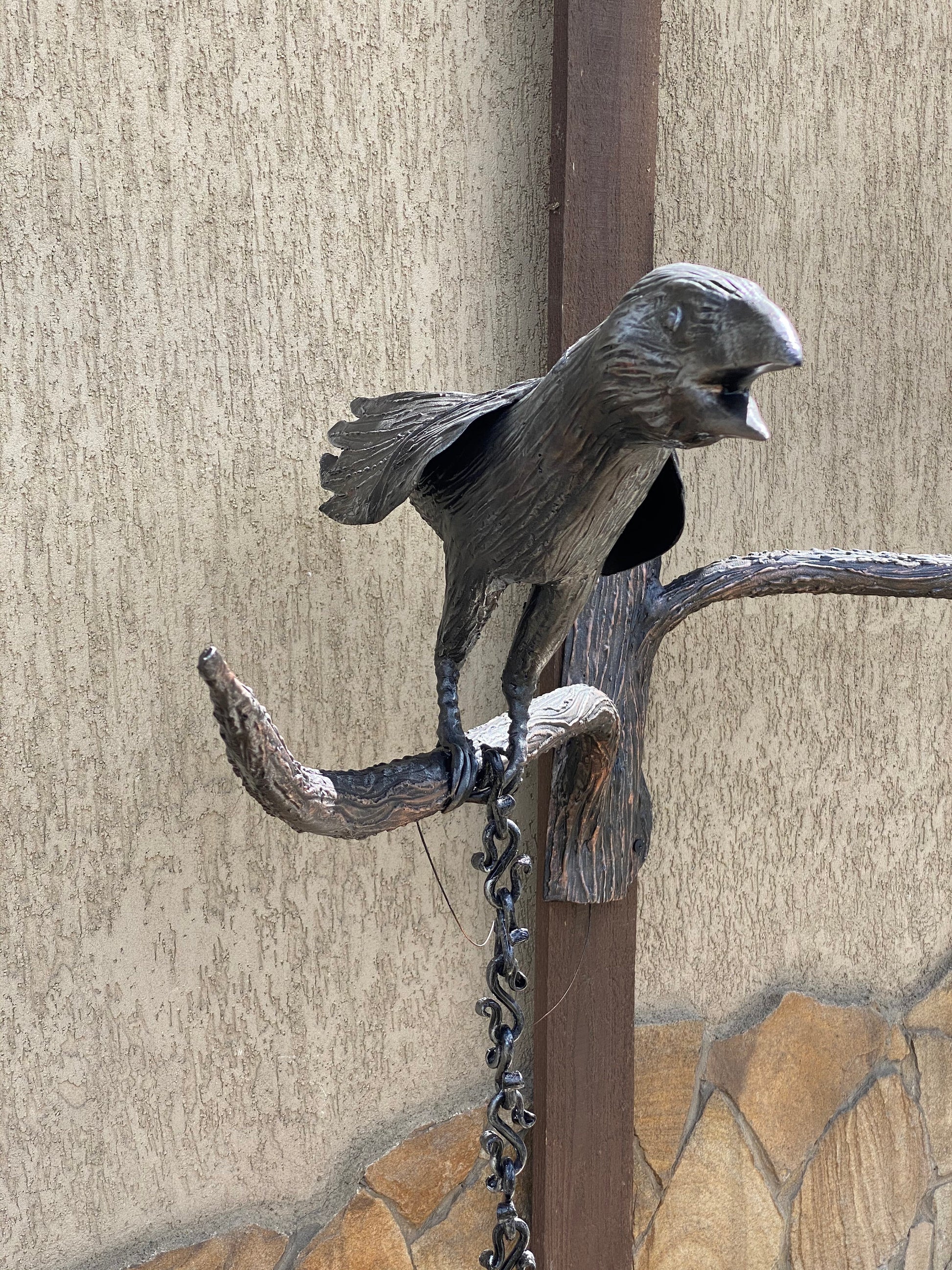 Wall sconce, crow, chain, hanging lamp, pendant light, ceiling light, forest, tree, raven, interior, crochet, birthday, Christmas, bird