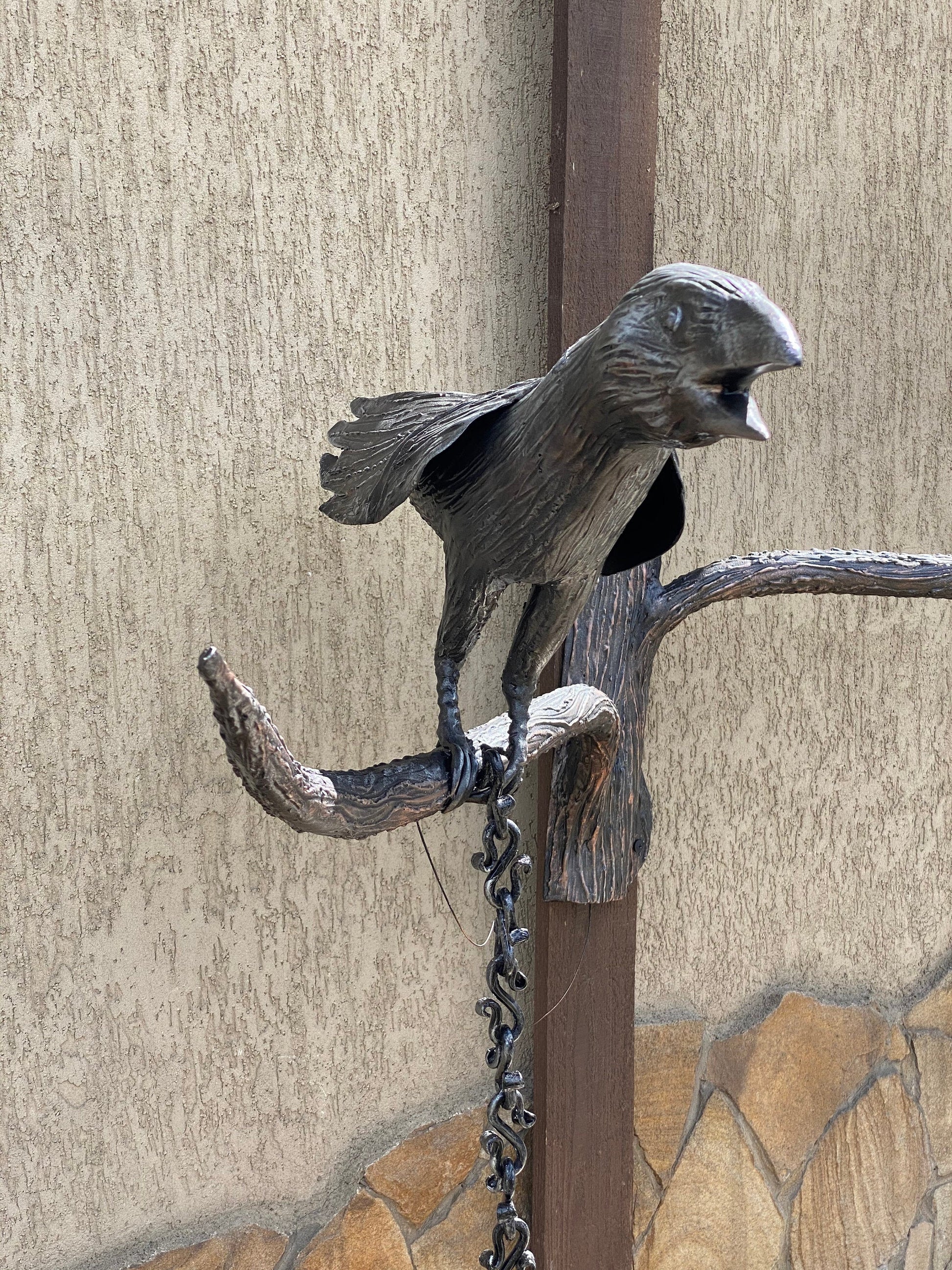 Wall sconce, crow, chain, hanging lamp, pendant light, ceiling light, forest, tree, raven, interior, crochet, birthday, Christmas, bird