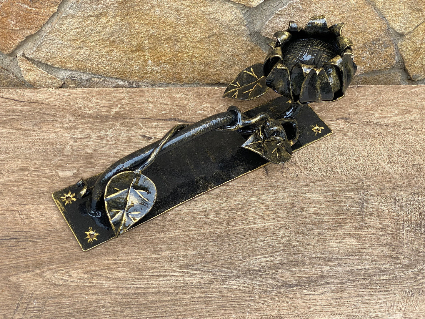 Fall decor, barn door pull, door handle, iron gift, sunflower, door hardware, Thanksgiving Day, autumn decor, fall wreath, harvest, nature