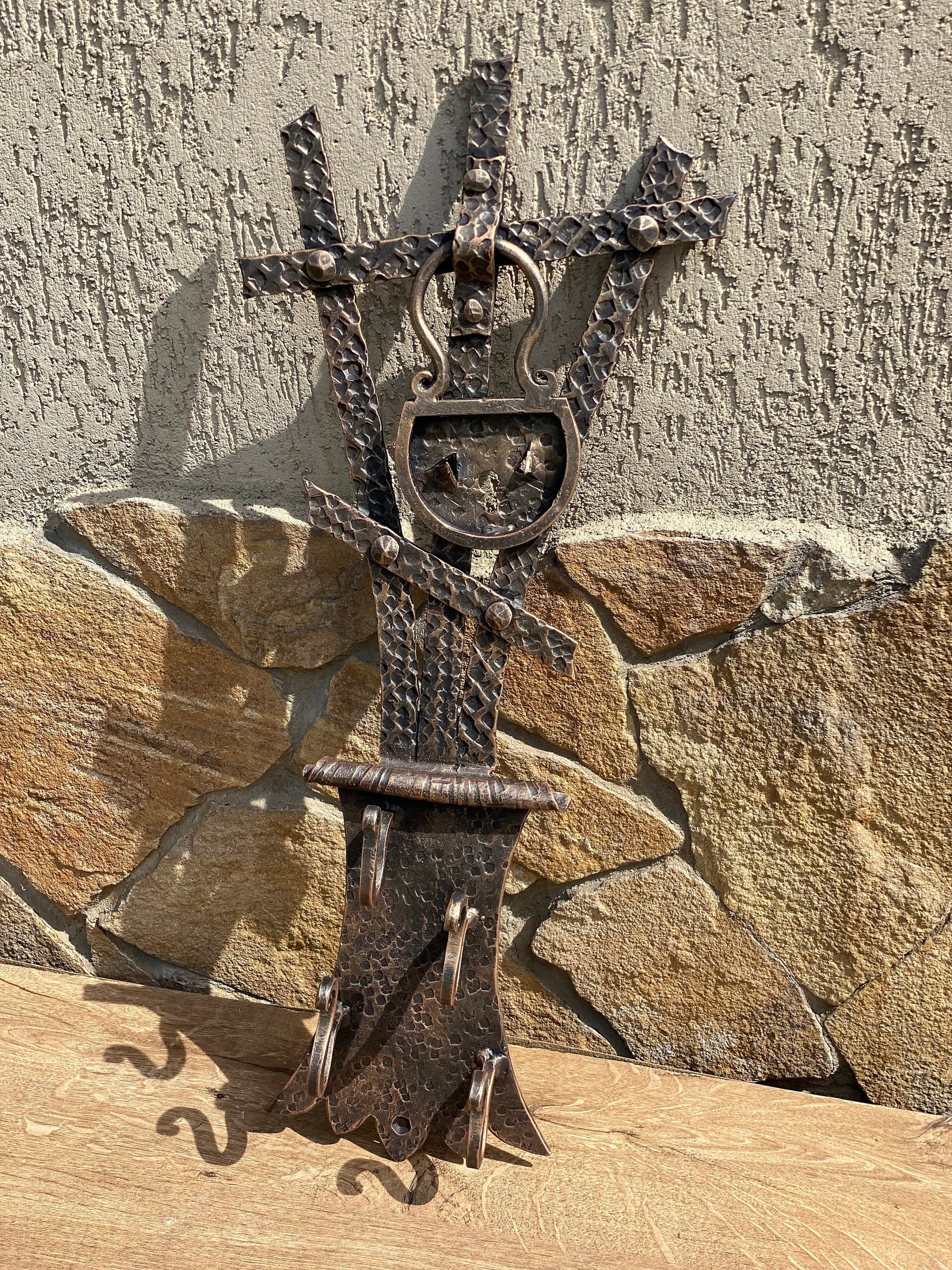 Wall key holder, medieval, wall hooks, clothes, key hook, Christmas, birthday, iron gift, entryway, hallway, wall decor, lock, Middle Ages