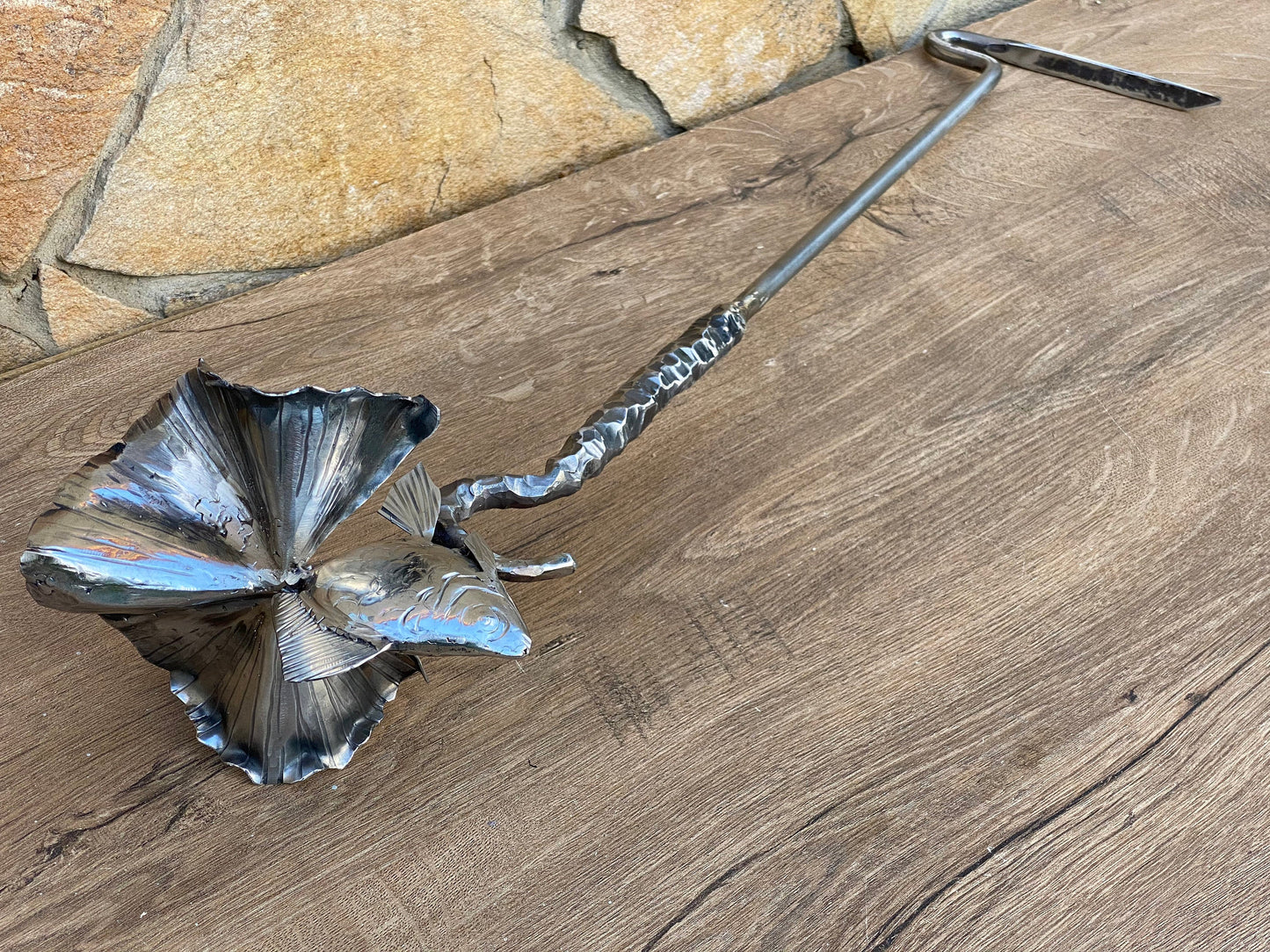 Stainless steel fire poker, personalized gift, fire poker, fish, Christmas, BBQ, skewers, mens gift, steel gift, fireplace,birthday,fire pit