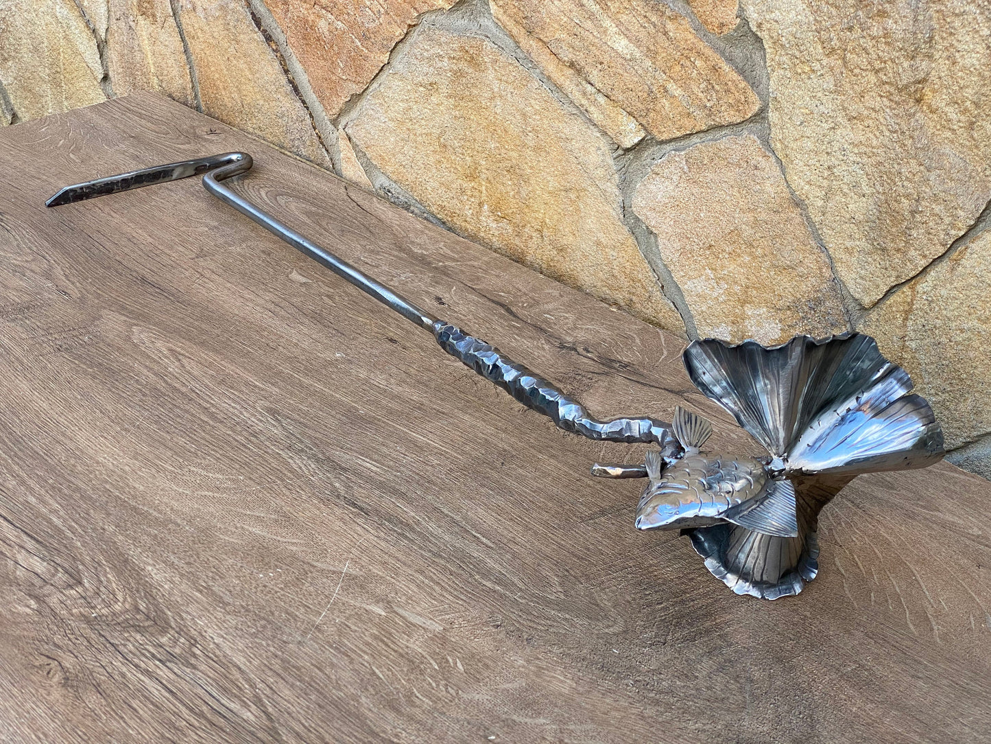 Stainless steel fire poker, personalized gift, fire poker, fish, Christmas, BBQ, skewers, mens gift, steel gift, fireplace,birthday,fire pit