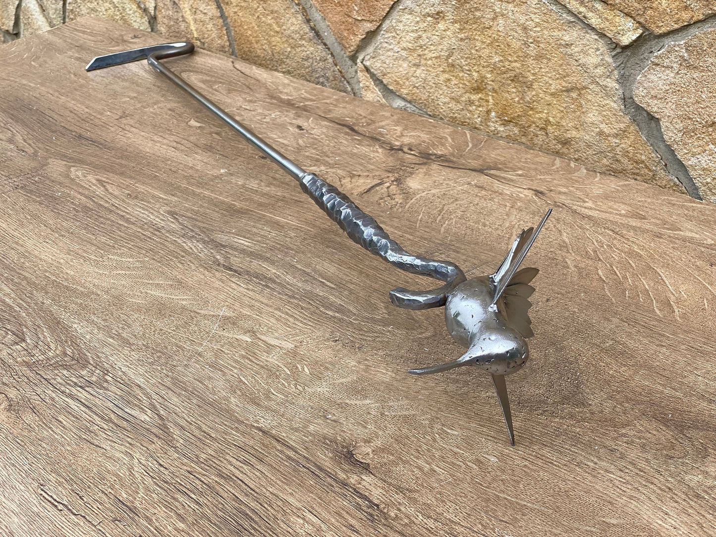 Stainless steel fire poker, personalized gift, fire poker, hummingbird, Christmas, mens gift, steel gardening decor, bird yard art,fireplace