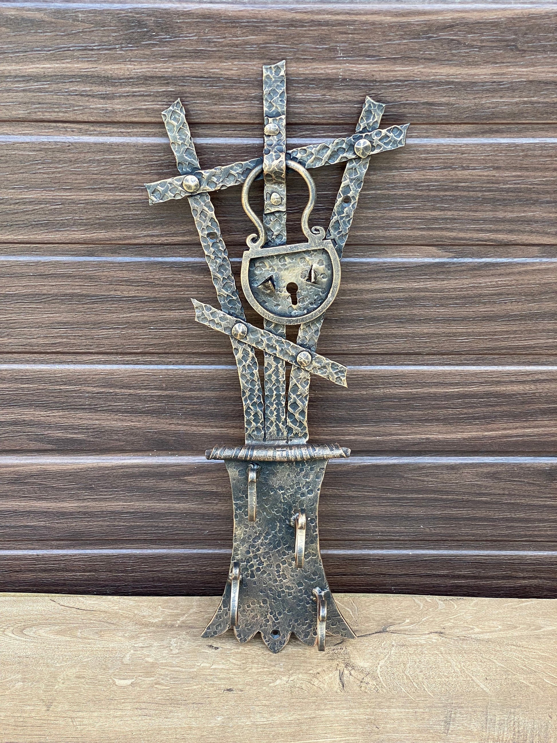 Wall key holder, medieval, wall hooks, clothes, key hook, Christmas, birthday, iron gift, entryway, hallway, wall decor, lock, Middle Ages