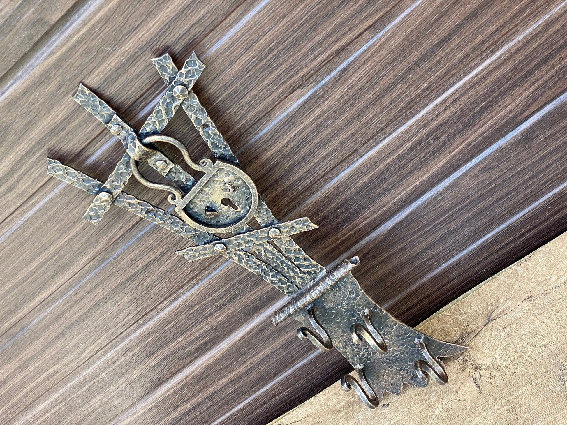 Wall key holder, medieval, wall hooks, clothes, key hook, Christmas, birthday, iron gift, entryway, hallway, wall decor, lock, Middle Ages