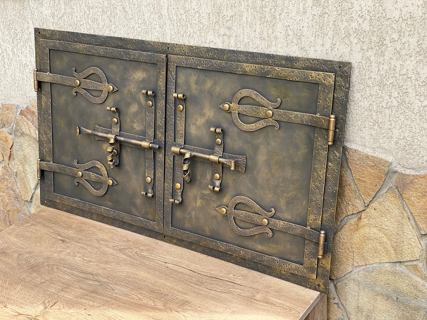 Oven door, stove door, farmhouse, medieval, antique, fireplace decor, iron gift, anniversary gift, Christmas, fire poker, birthday, viking