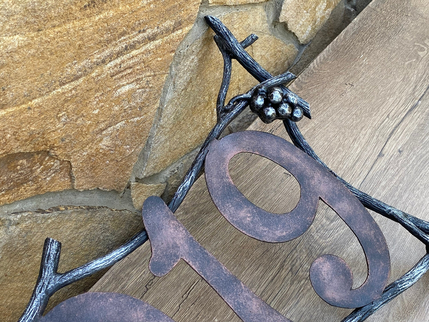House number sign, house numbers, grapes, grapevine, fall decor, autumn, thanksgiving, wine decor, wreath, Christmas, iron gift, plaque