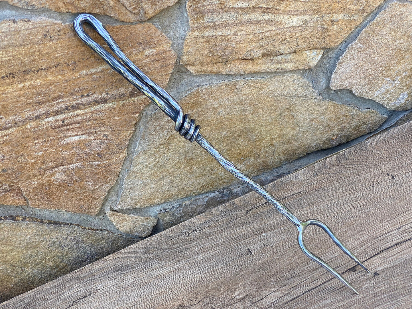 Stainless steel fork, BBQ fork, grilling gift, medieval fork, steel anniversary, medieval cutlery, 11th anniversary gift, steel gift, BBQ