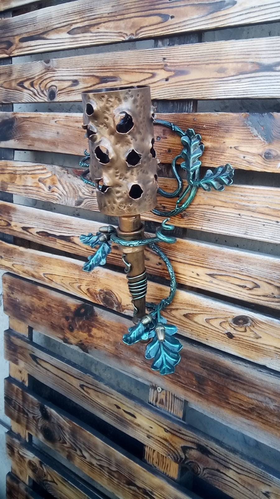 Sconce, wall sconce, oak, torch, Christmas, birthday, military gift, fairy lamp, wow gift, iron gift, gift for mom,dads gift,lamp, wall lamp