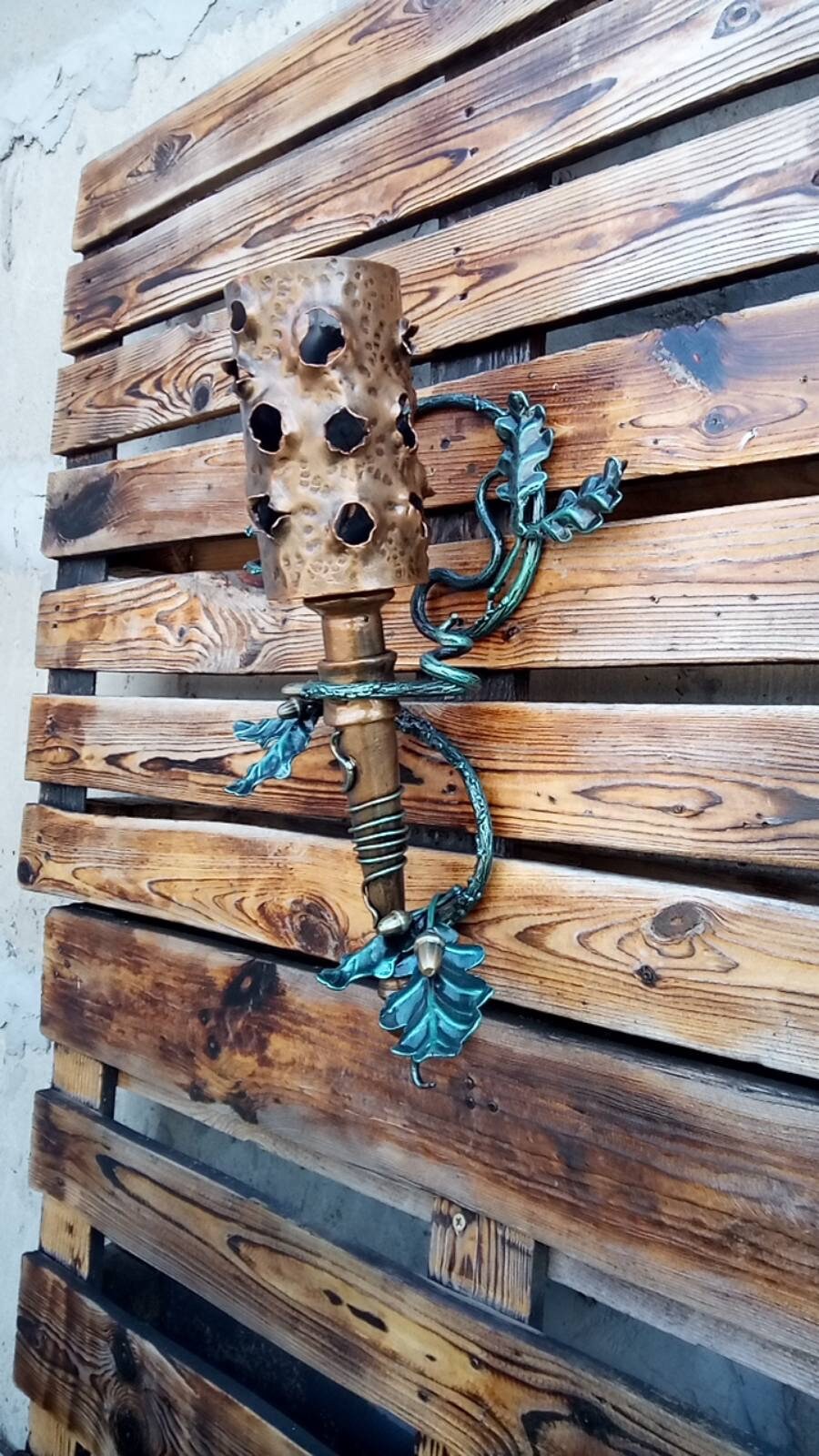Sconce, wall sconce, oak, torch, Christmas, birthday, military gift, fairy lamp, wow gift, iron gift, gift for mom,dads gift,lamp, wall lamp