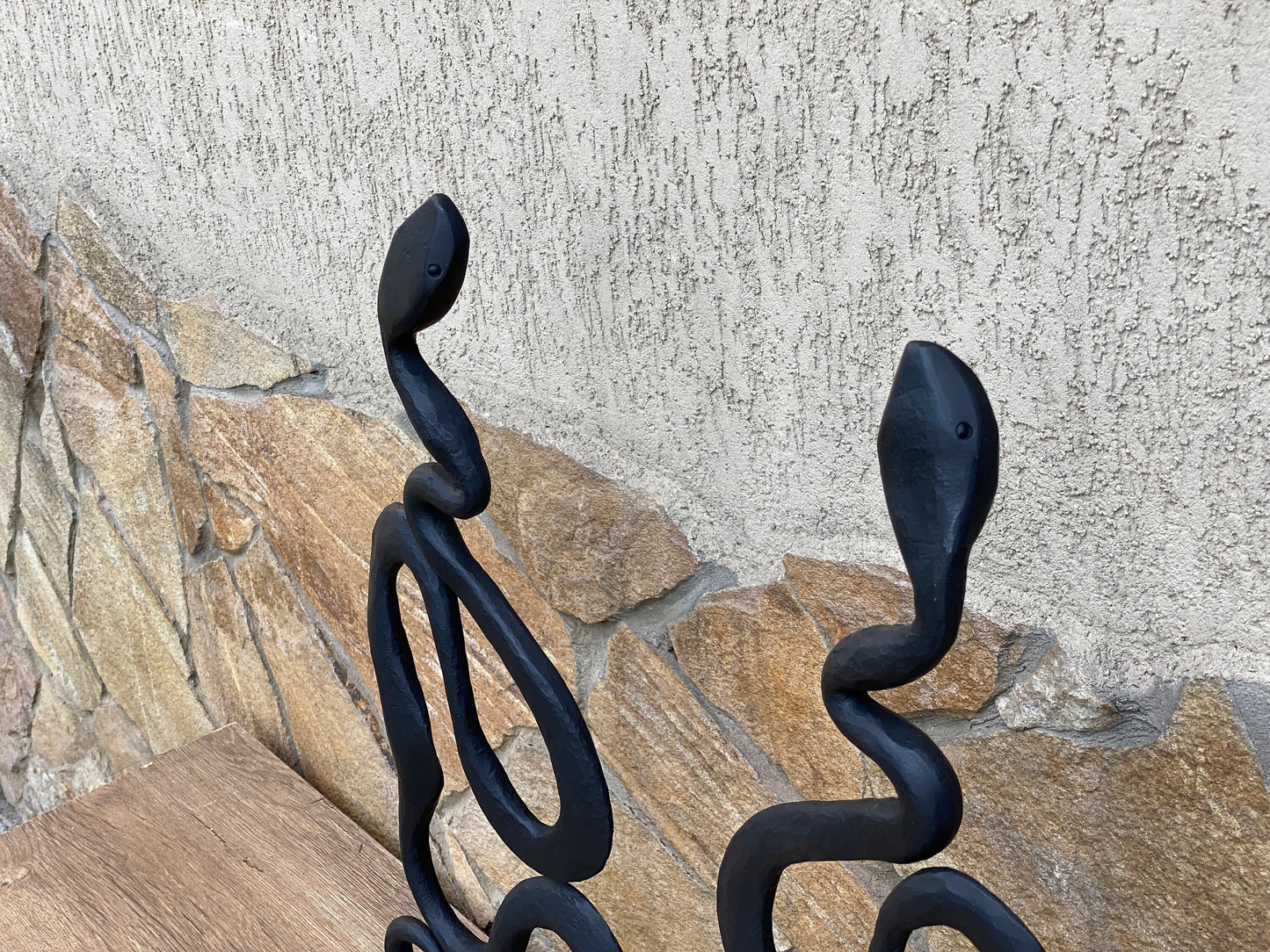 Andirons, fireplace andirons, fireplace decor, snake, metal artwork, hand forged snake, iron gift, iron anniversary, Christmas, birthday