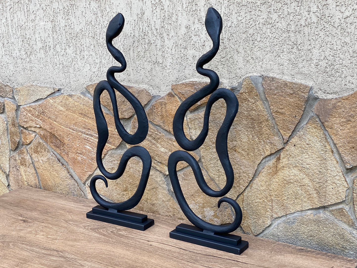 Andirons, fireplace andirons, fireplace decor, snake, metal artwork, hand forged snake, iron gift, iron anniversary, Christmas, birthday