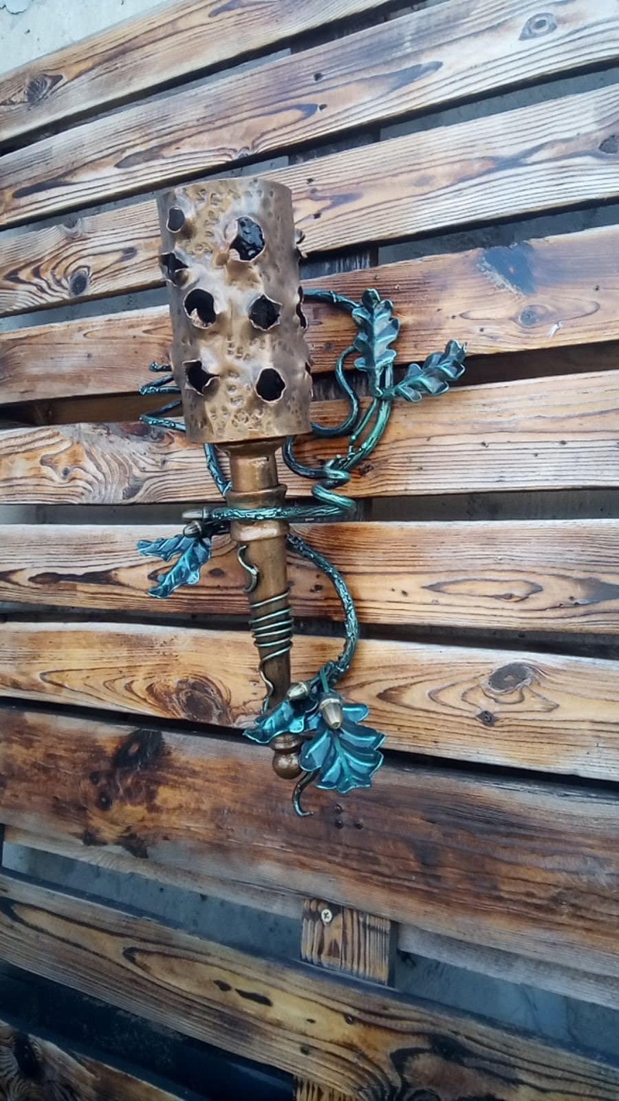 Sconce, wall sconce, oak, torch, Christmas, birthday, military gift, fairy lamp, wow gift, iron gift, gift for mom,dads gift,lamp, wall lamp