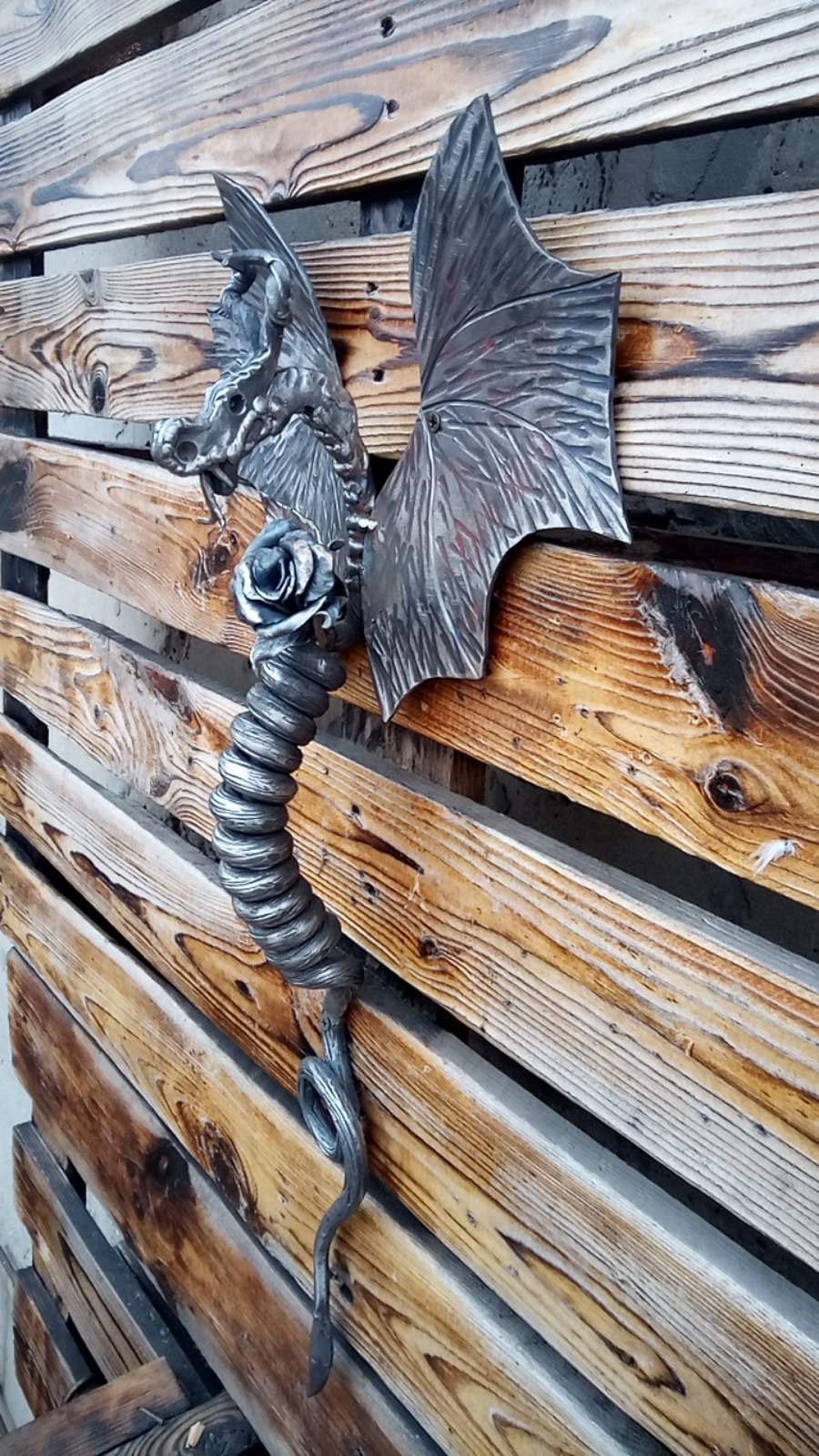 Door handle, dragon, rose, medieval, Christmas, birthday, anniversary, ancient, viking, cottage, vintage, castle, iron gift,iron rose,flower