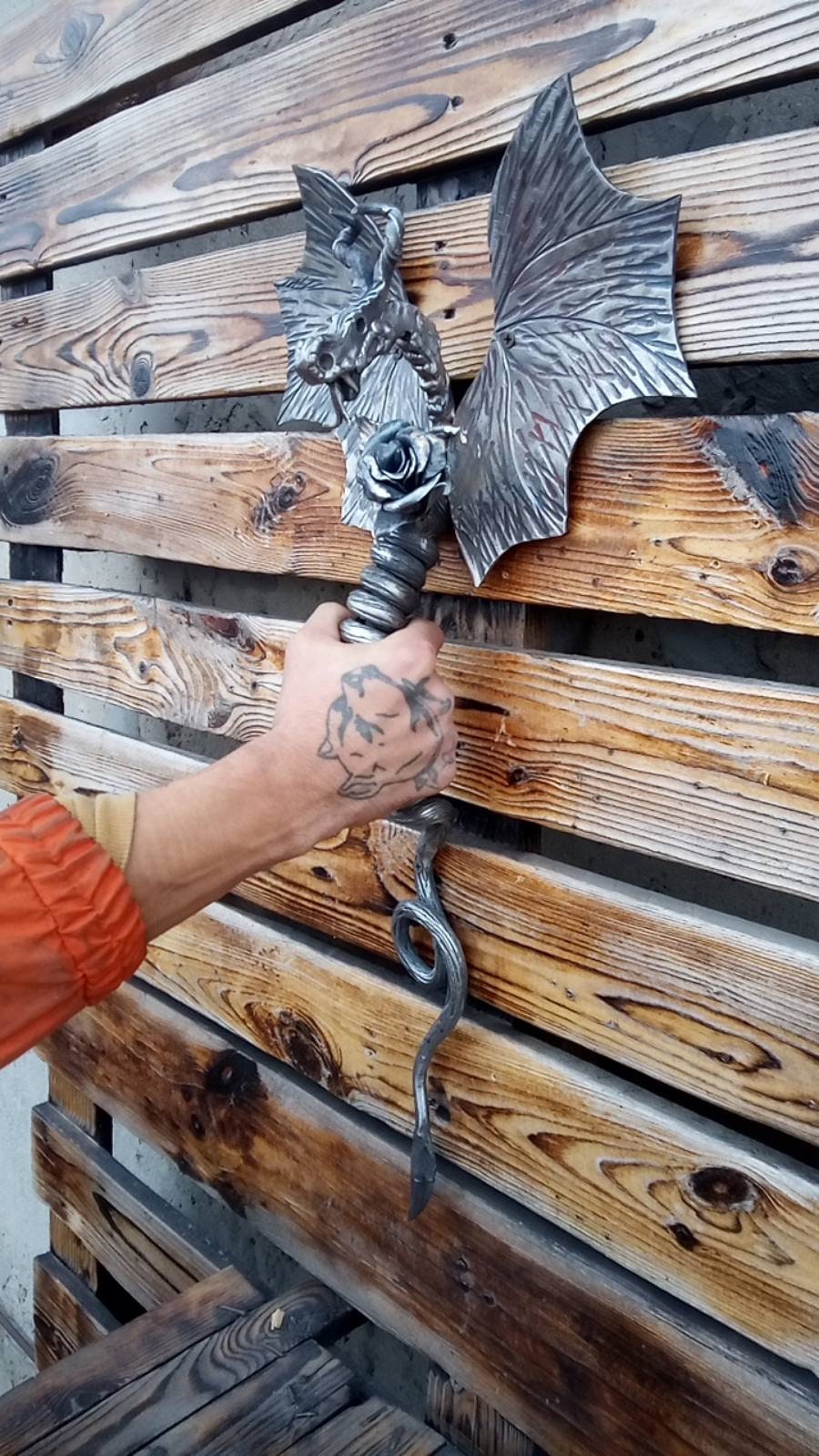 Door handle, dragon, rose, medieval, Christmas, birthday, anniversary, ancient, viking, cottage, vintage, castle, iron gift,iron rose,flower