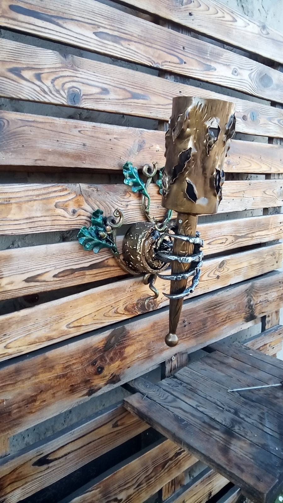 Sconce, wall sconce, oak, torch, Halloween, Christmas, birthday, horror, wow gift, iron gift, wall lamp, anniversary, skeleton, dead, scary