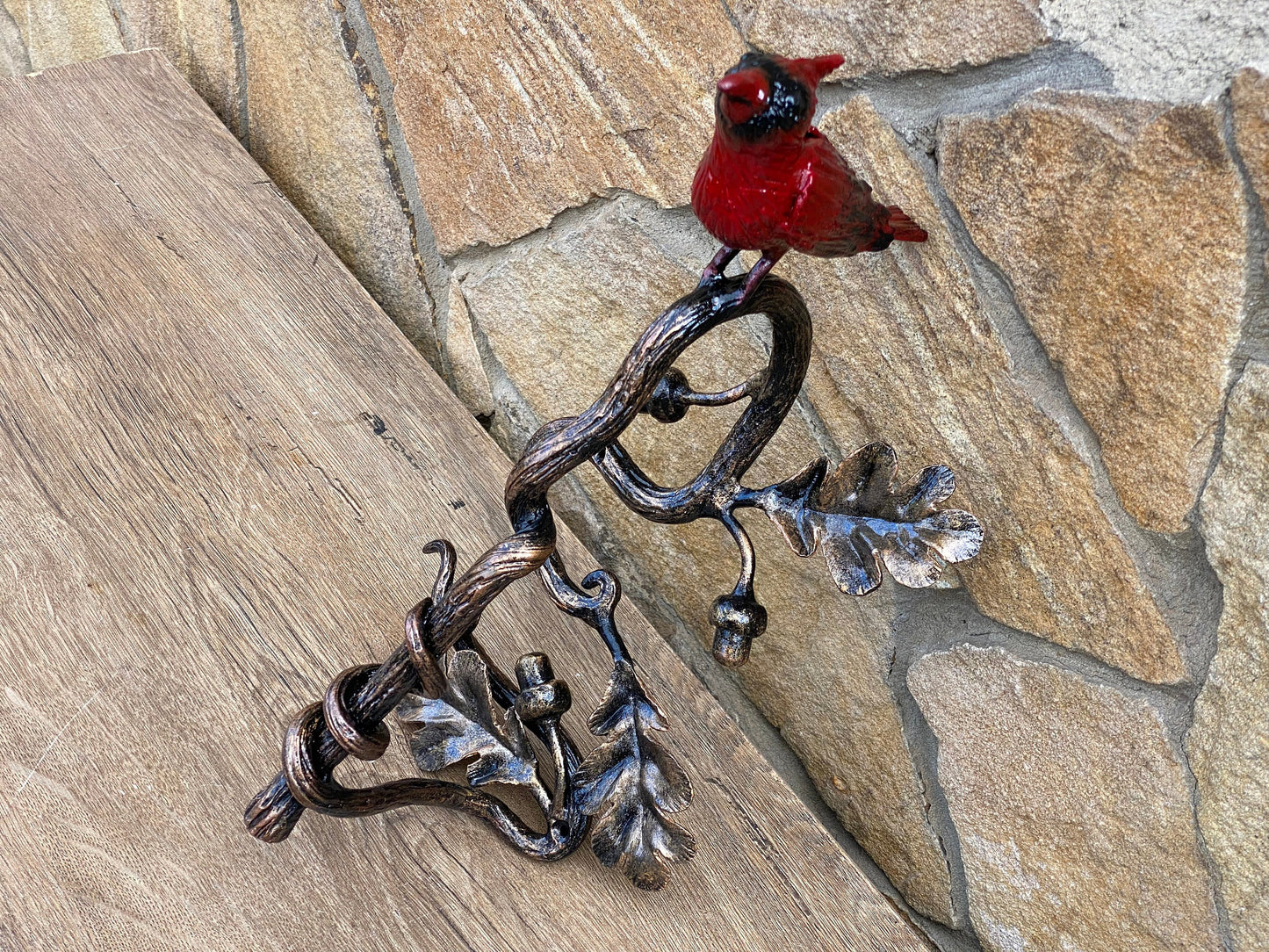 Door pull, door handle, door hardware, cardinal, oak, acorn, bird, forest decor, Christmas, animal, jungle, safari, tropical decor, zoo