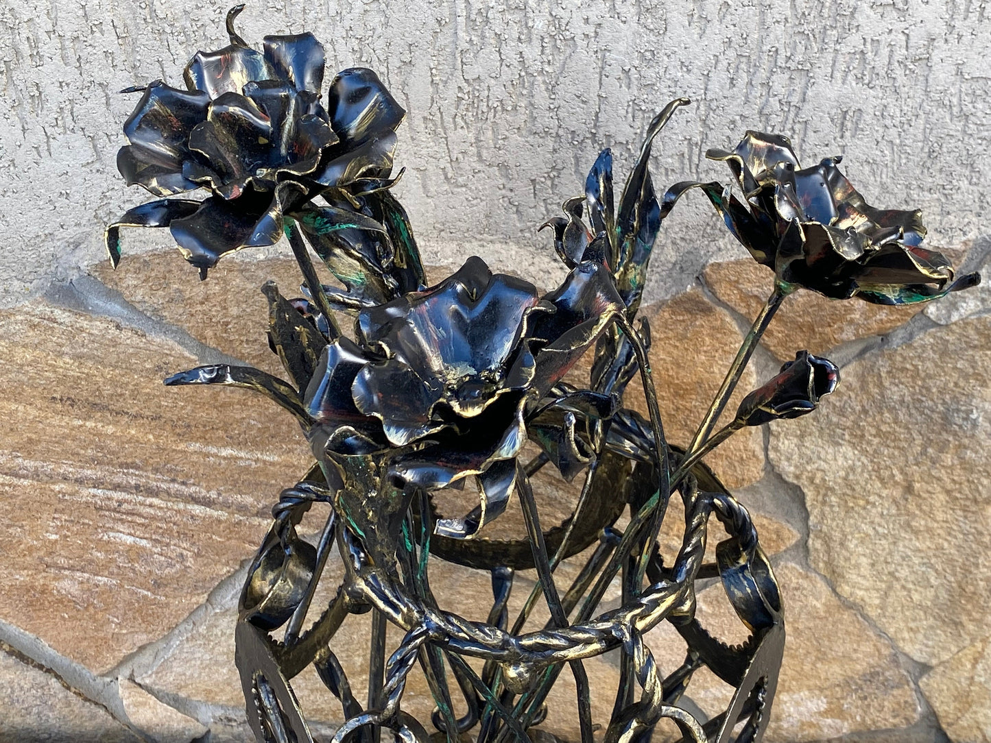 Vase, poppy, flower, 11th anniversary, 6th anniversary, iron gift, iron flower, steel gift, iron anniversary, birthday, Christmas, botanics