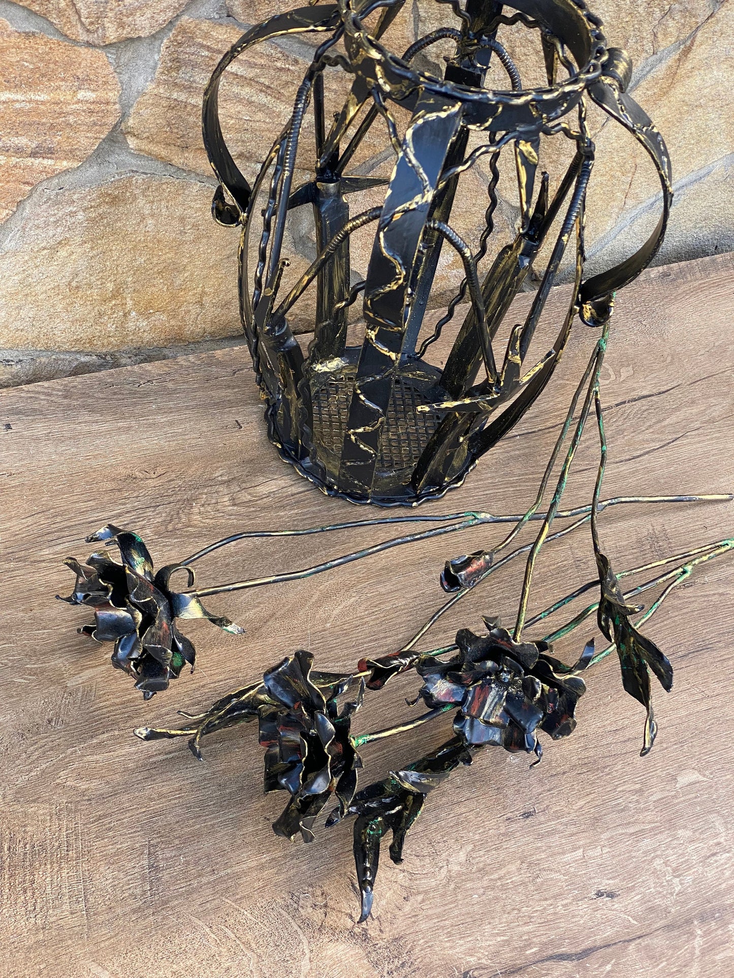 Vase, poppy, flower, 11th anniversary, 6th anniversary, iron gift, iron flower, steel gift, iron anniversary, birthday, Christmas, botanics