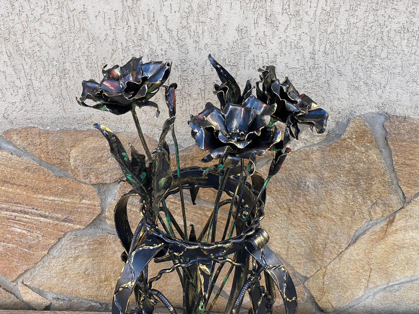 Vase, poppy, flower, 11th anniversary, 6th anniversary, iron gift, iron flower, steel gift, iron anniversary, birthday, Christmas, botanics